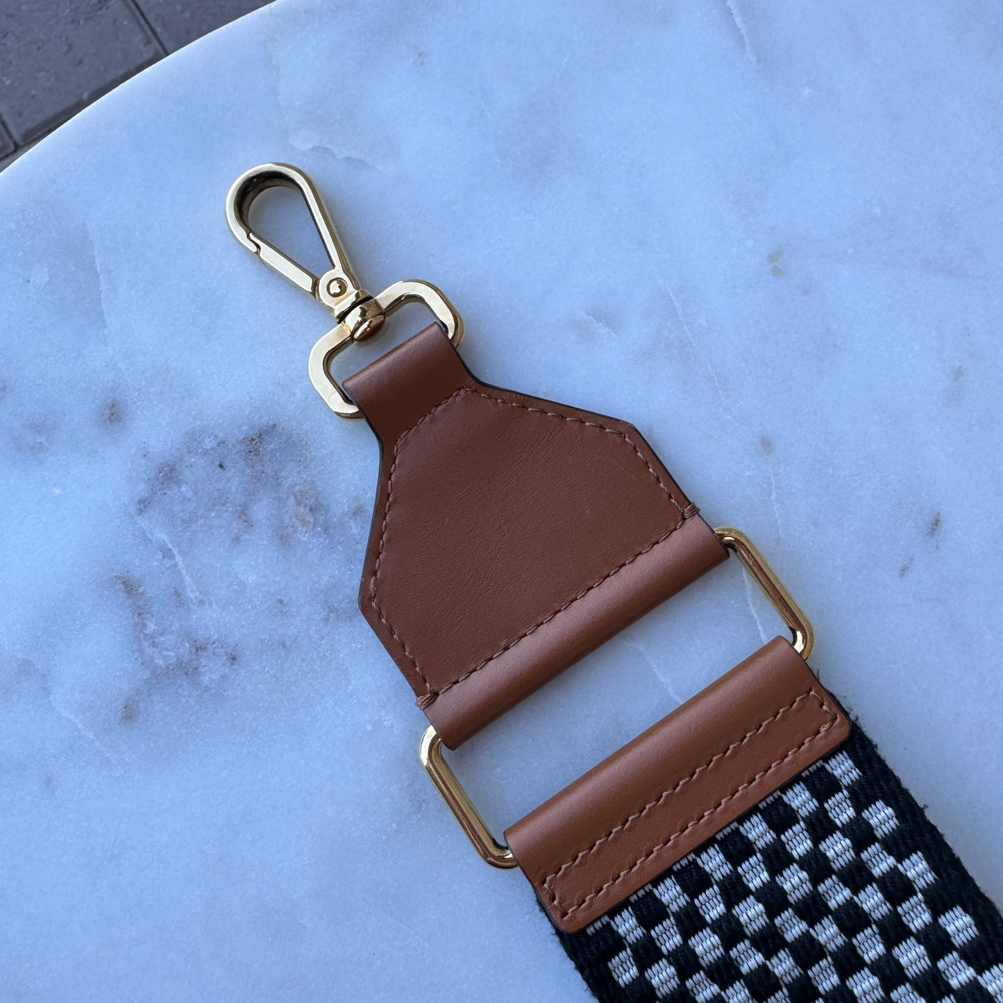 Fendi Logo Strap You Shoulder Strap Check Canvas and Leather
