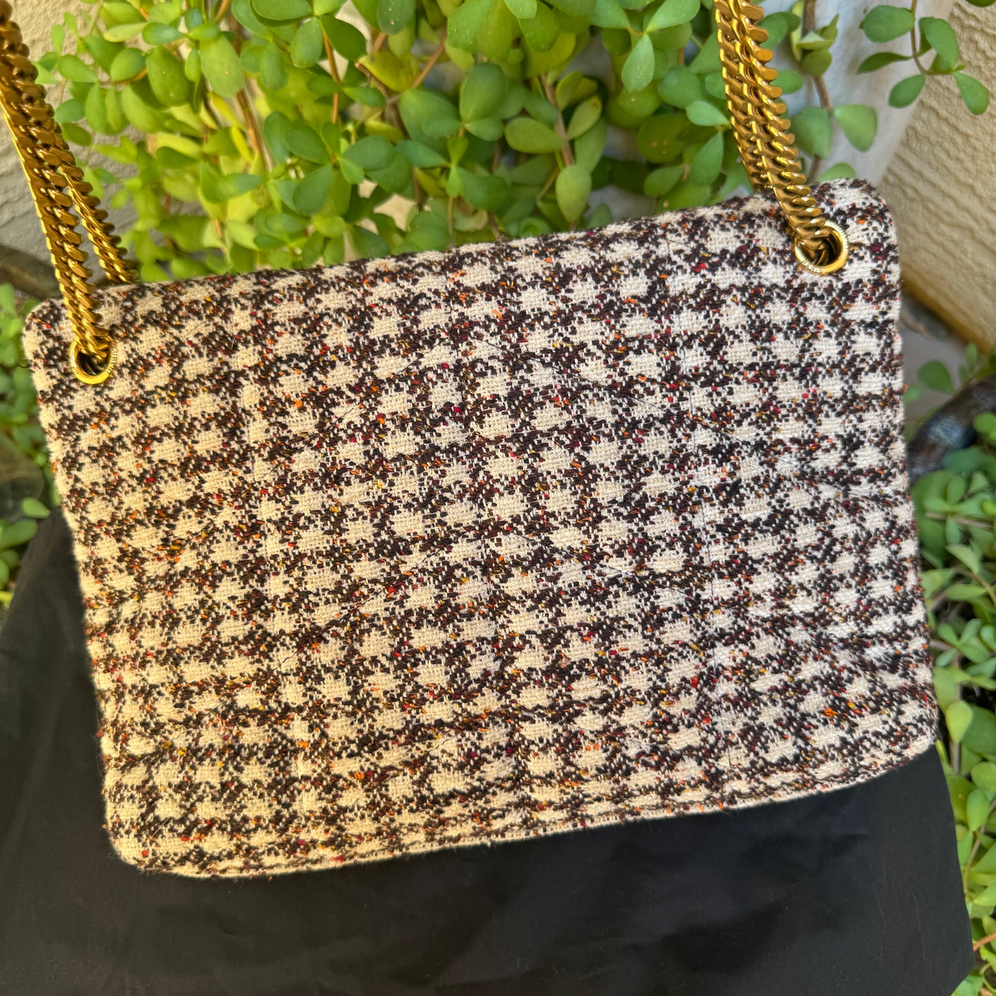 Saint Laurent Tweed Loulou Monogram Puffer Shoulder Bag