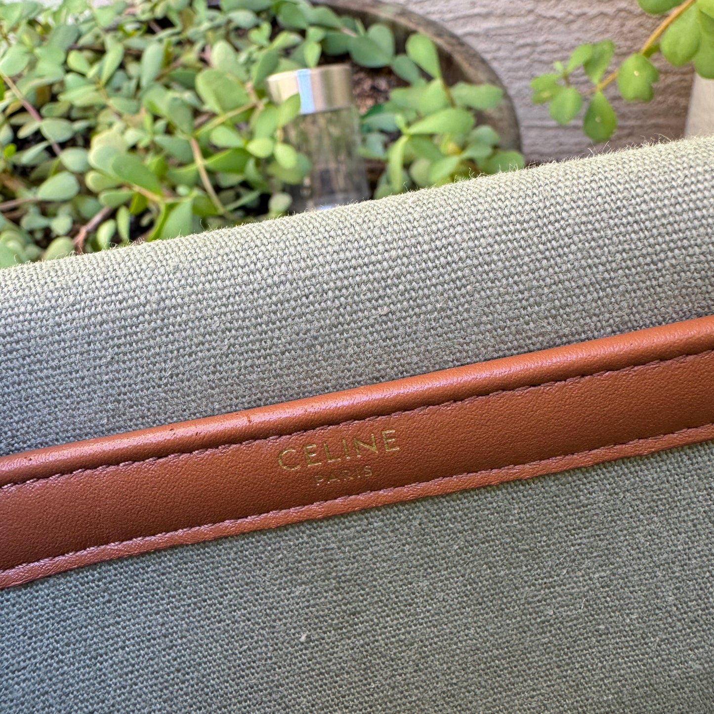 Celine Matelassé Triomphe Canvas Chain Shoulder Bag