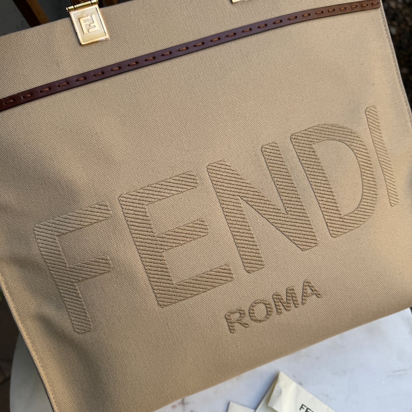 Fendi Canvas Medium Sunshine Tote