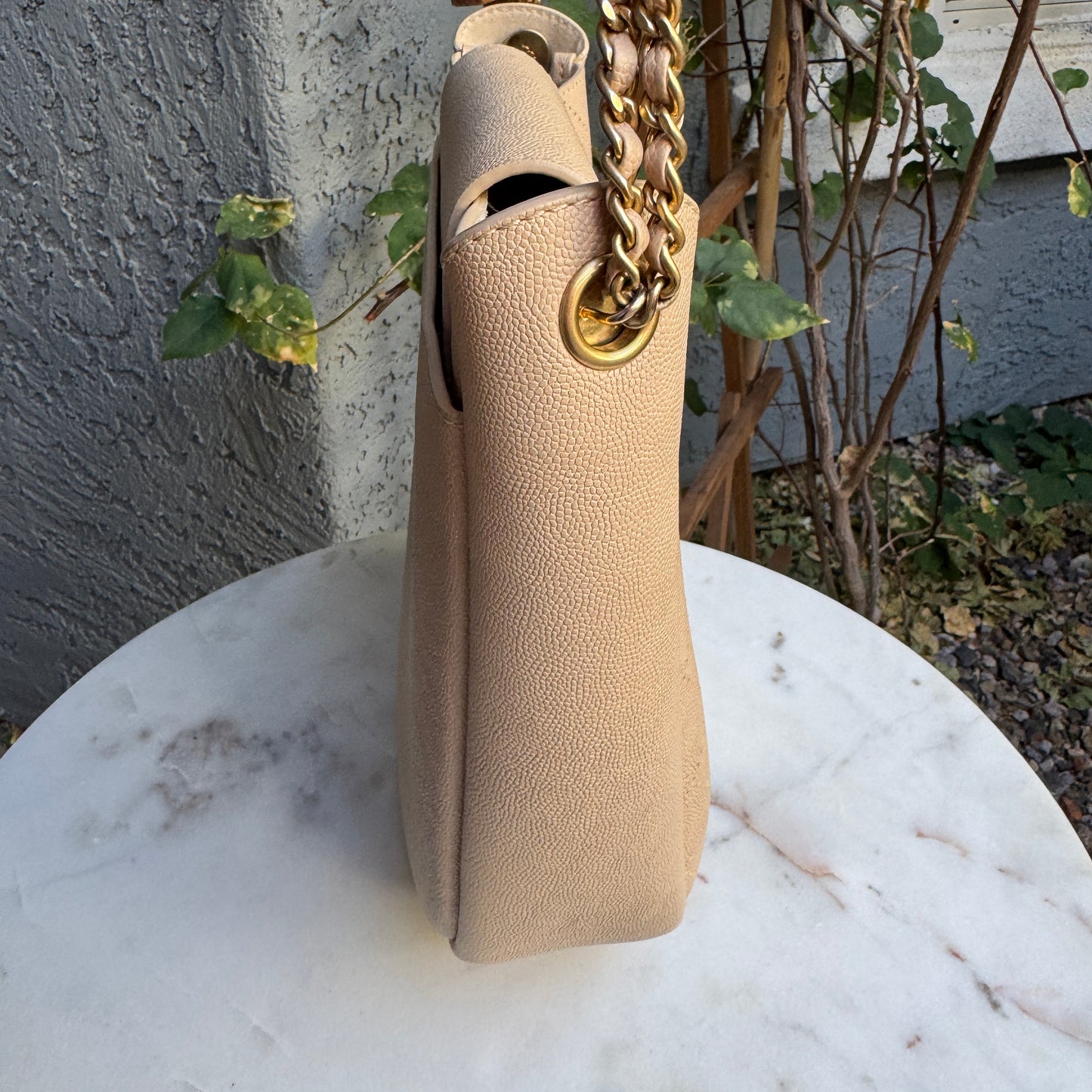 Chanel Moon Lock Perforated Diamond Caviar Leather Hobo