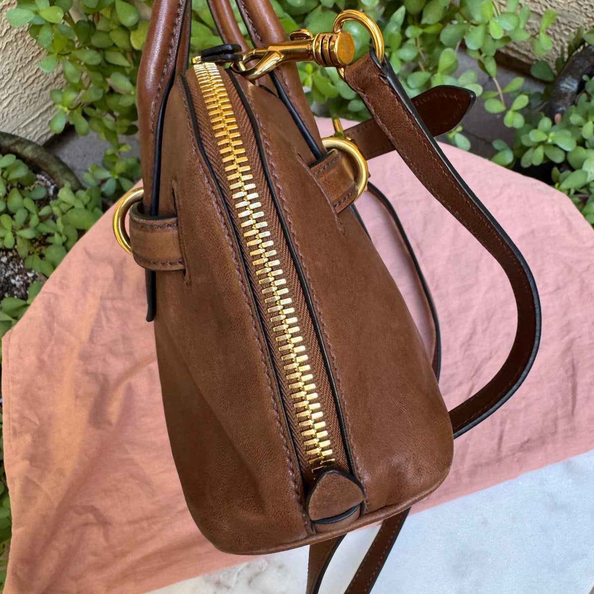 Miu Miu Adventure Nappa Leather Top Handle Bag