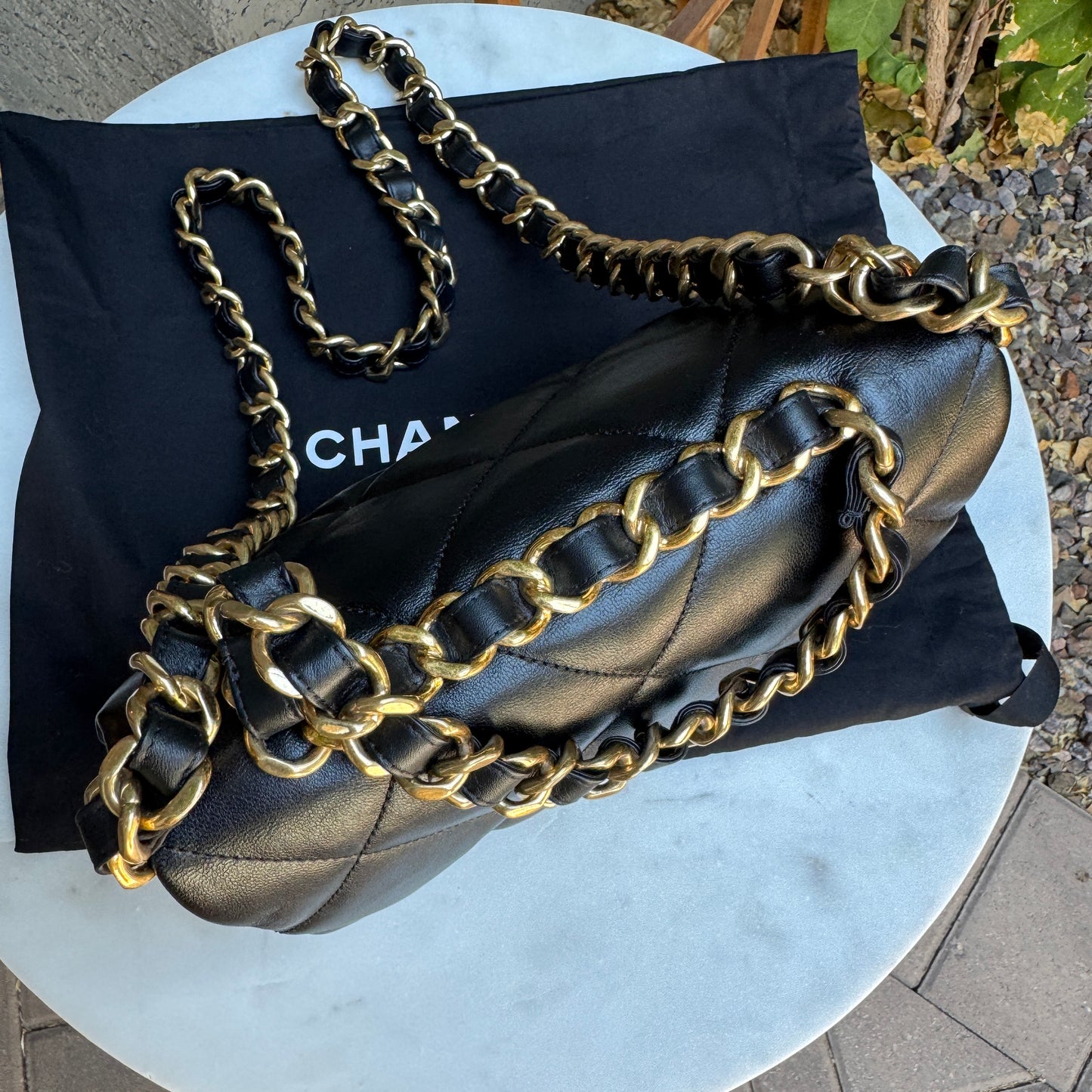 Chanel CC Bar Chain Handle Single Flap Quilted Lambskin Crossbody