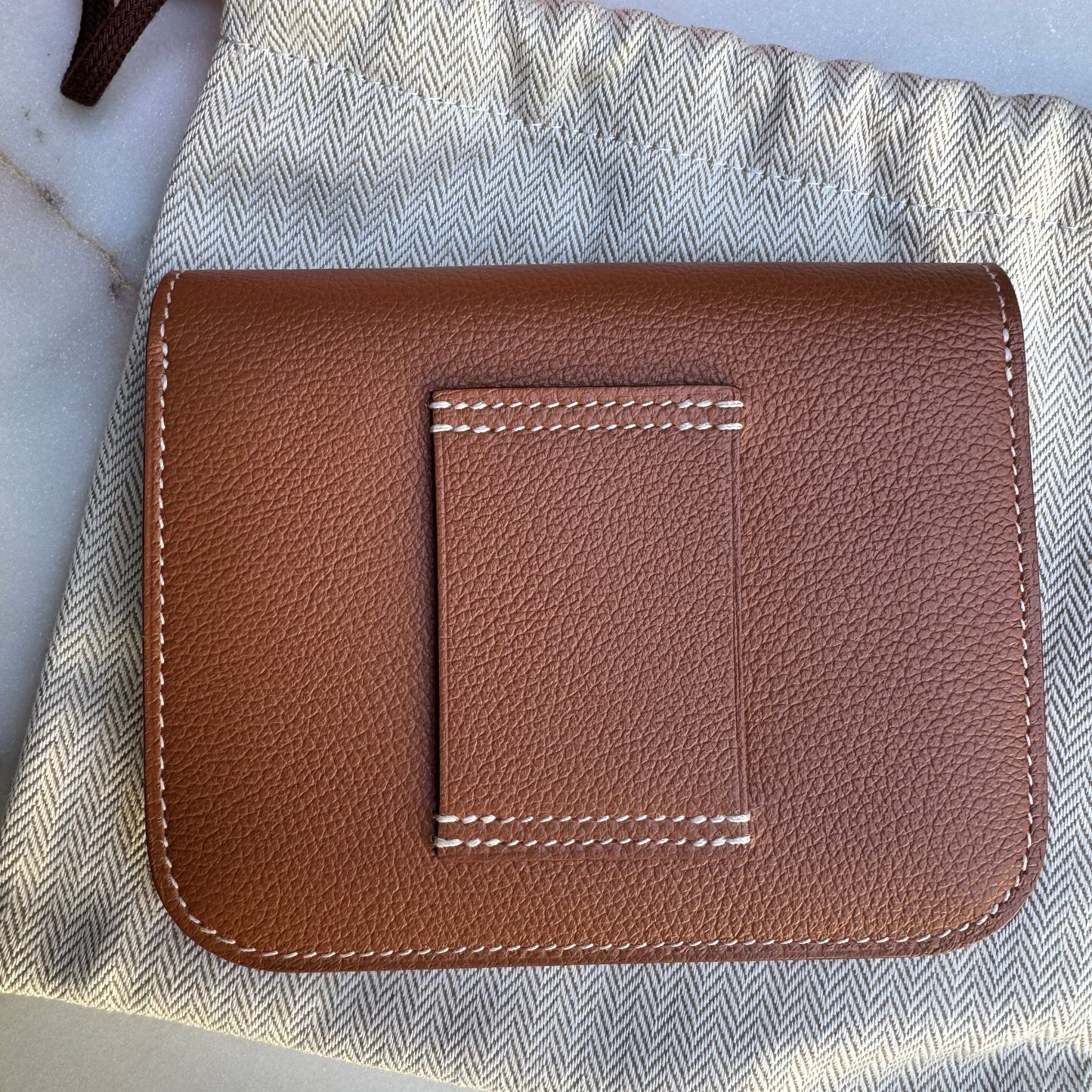 Hermès Gold Evercolor Leather Constance Slim Belt Bag Wallet