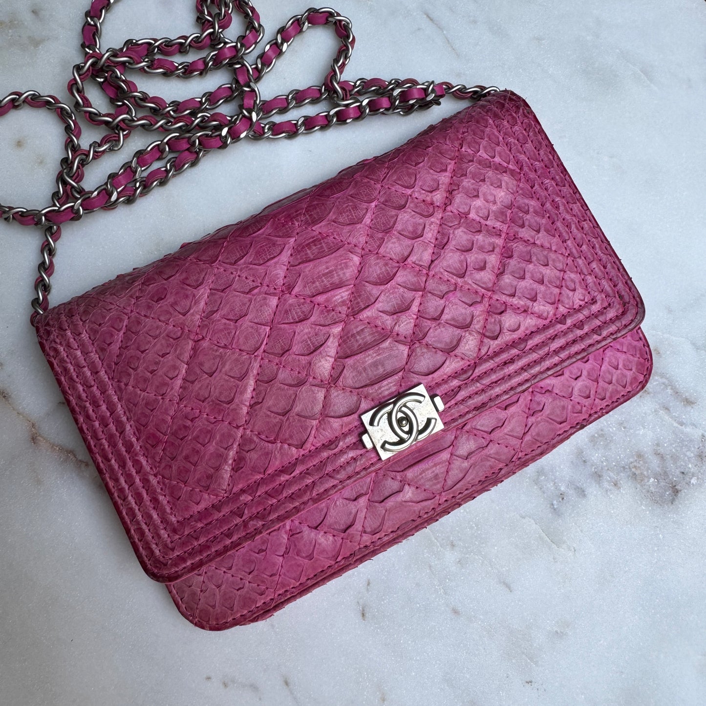 Chanel Python Boy WOC Wallet on Chain Crossbody