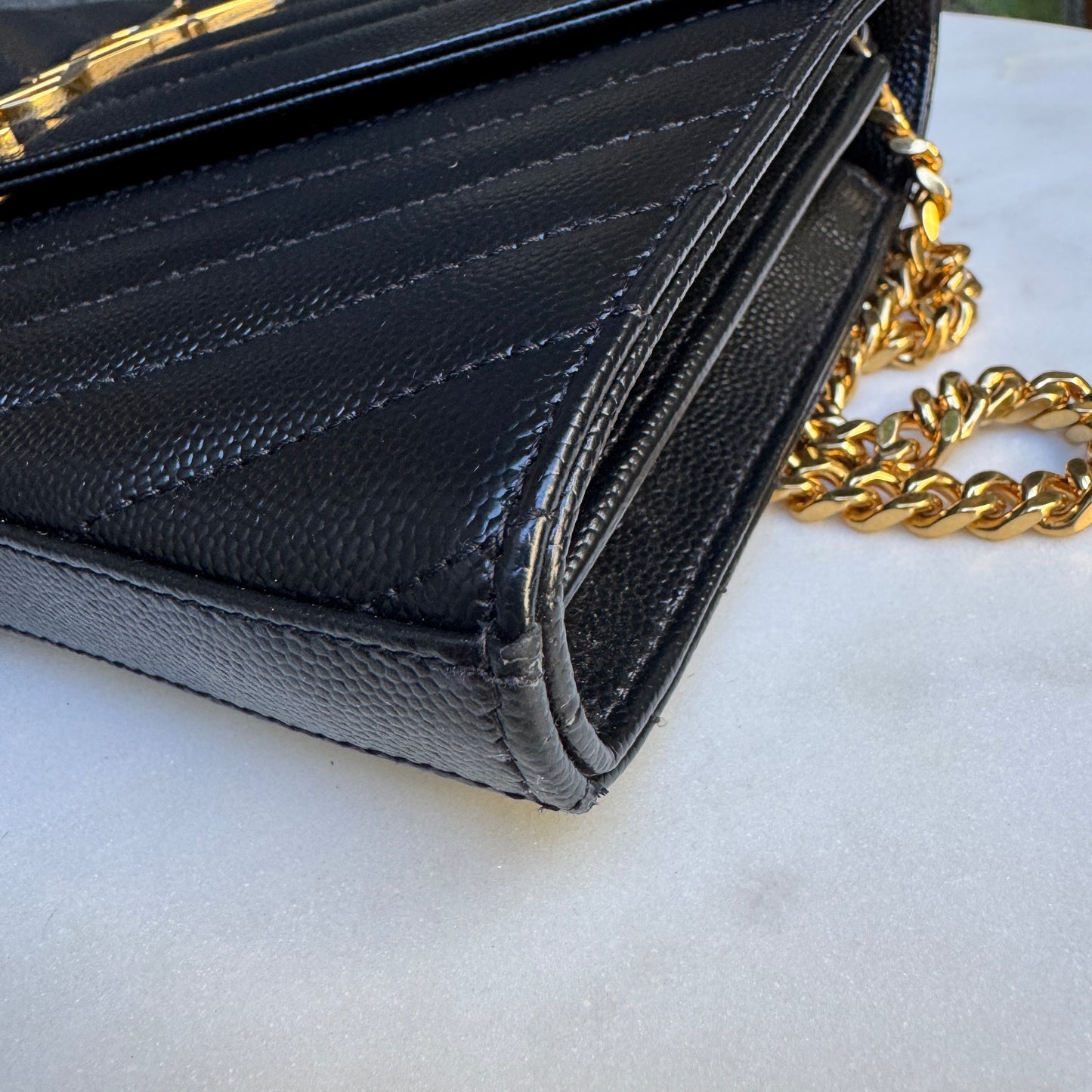 Saint Laurent Cassandre Matelassé Envelope Chain Wallet Crossbody