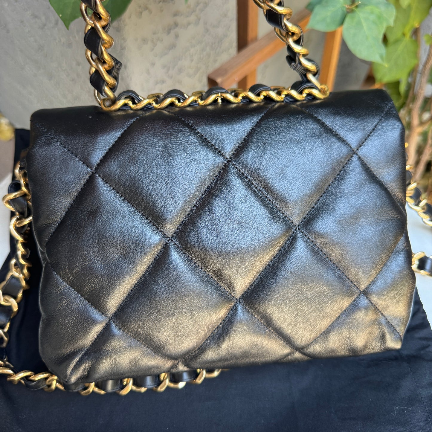 Chanel CC Bar Chain Handle Single Flap Quilted Lambskin Crossbody