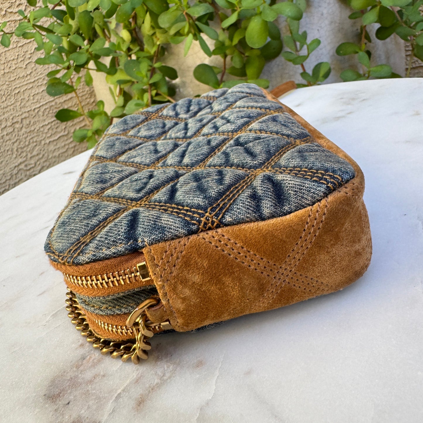 Saint Laurent Denim Becky Double-Zip Crossbody