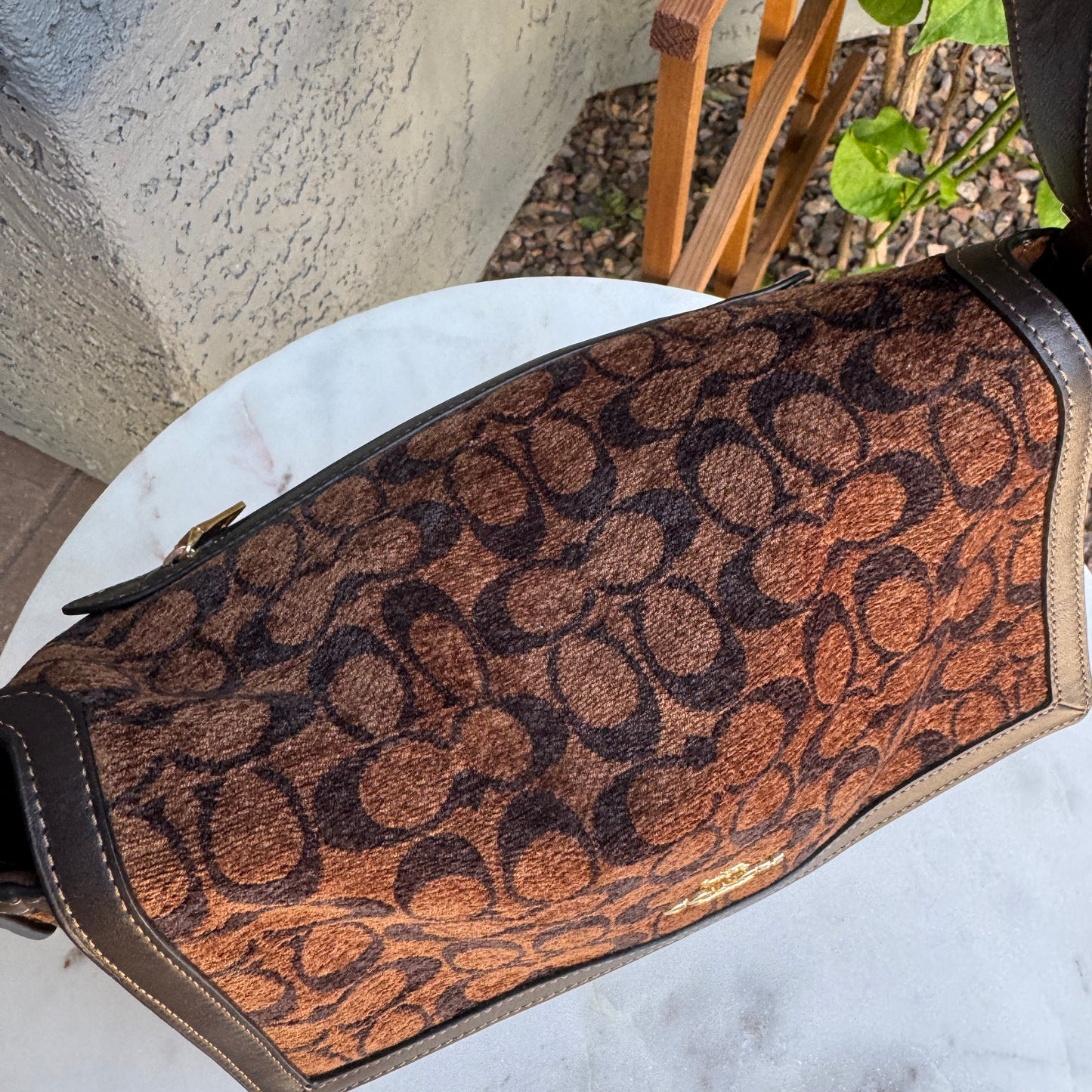 Coach Chenille Large Etta Flap Shoulder Bag