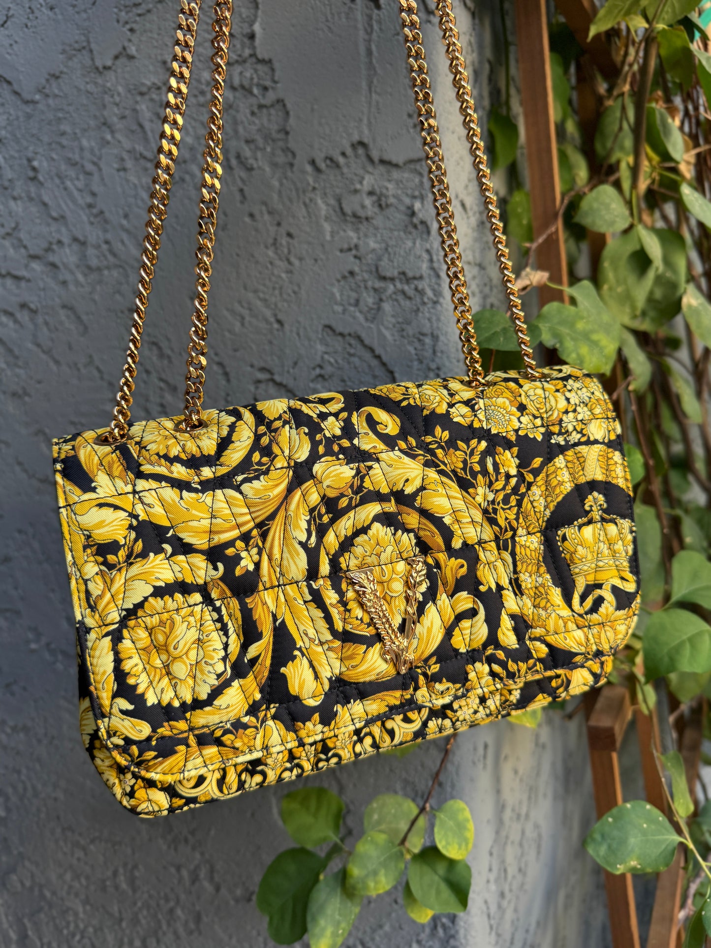 Versace Virtus Barocco Chain Flap Crossbody