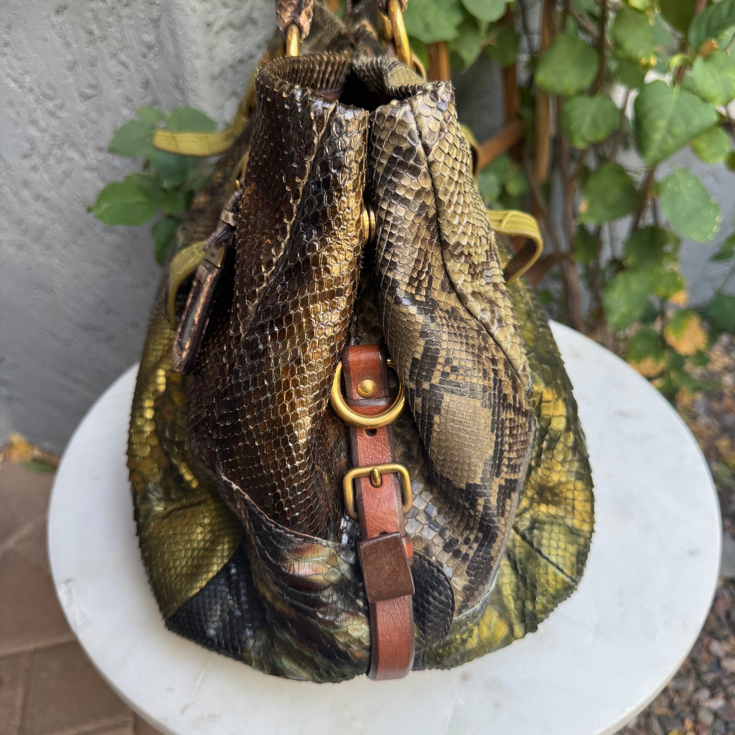 Prada Coccodrillo & Vitello Trimmed Pitone Patch Tote