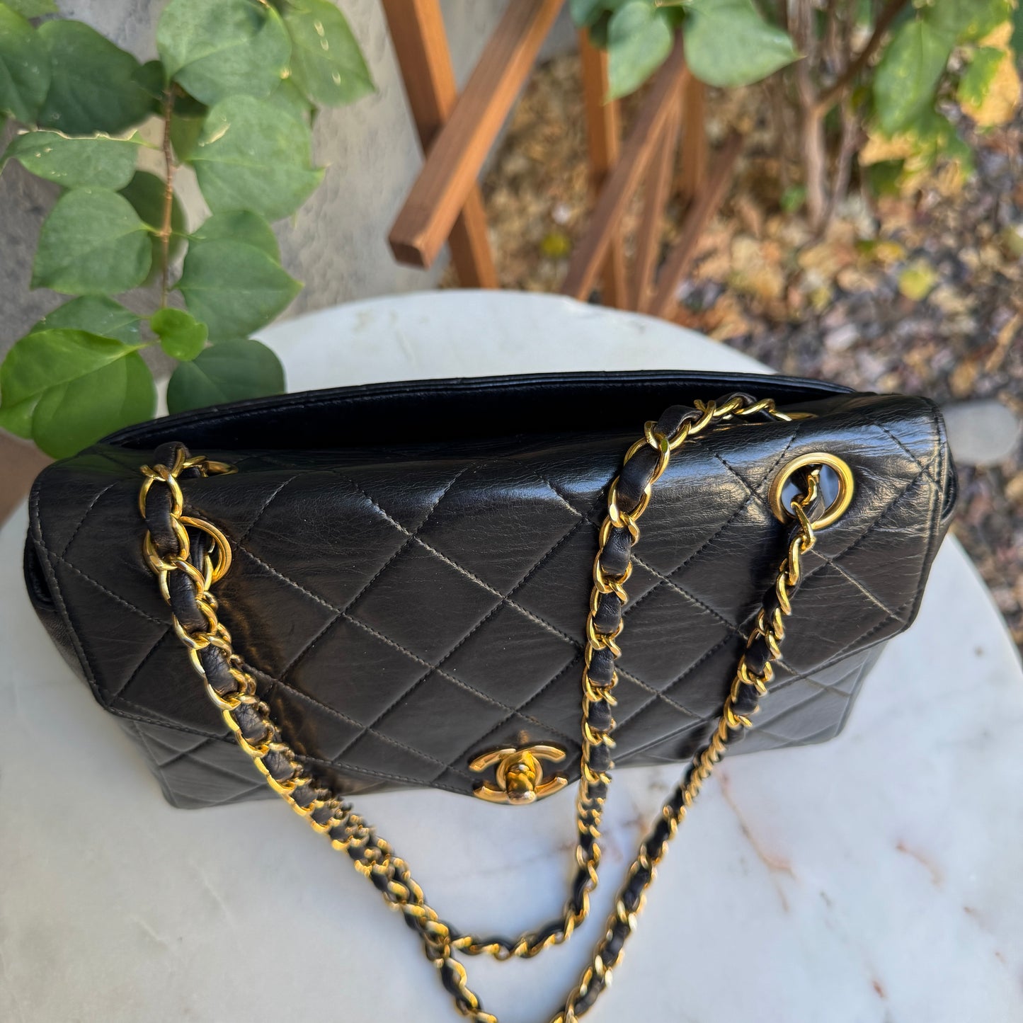 Chanel Vintage Quilted Lambskin Leather Classic Envelope Flap Shoulder Bag