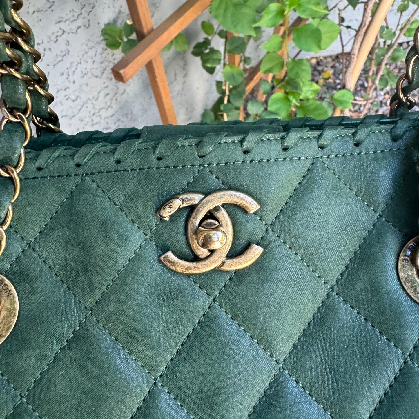 Chanel Nubuck Suede Quilted Whipstitch Happy Stitch Tote