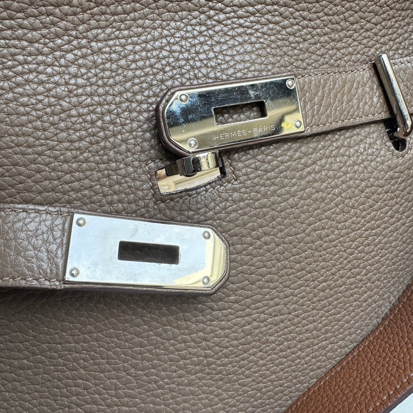 Hermès Jypsiere 34 Bicolor Pebbled Clemence Leather Crossbody