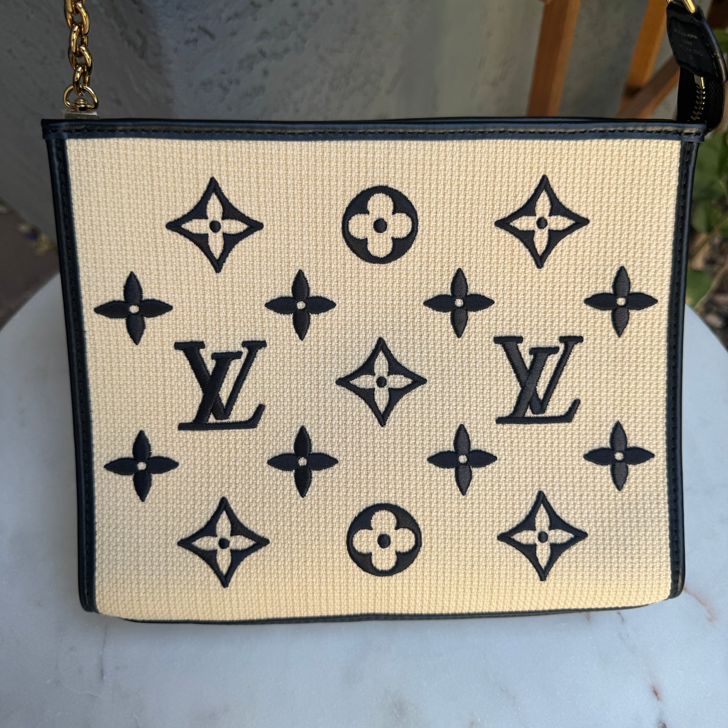 Louis Vuitton Raffia Toiletry 26 Pouch Pochette on Chain