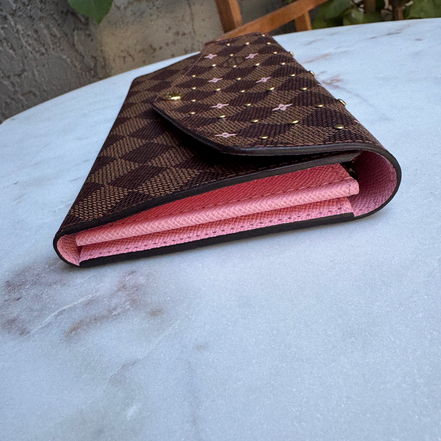 Louis Vuitton Limited Edition Studded Damier Ebene Sarah Wallet