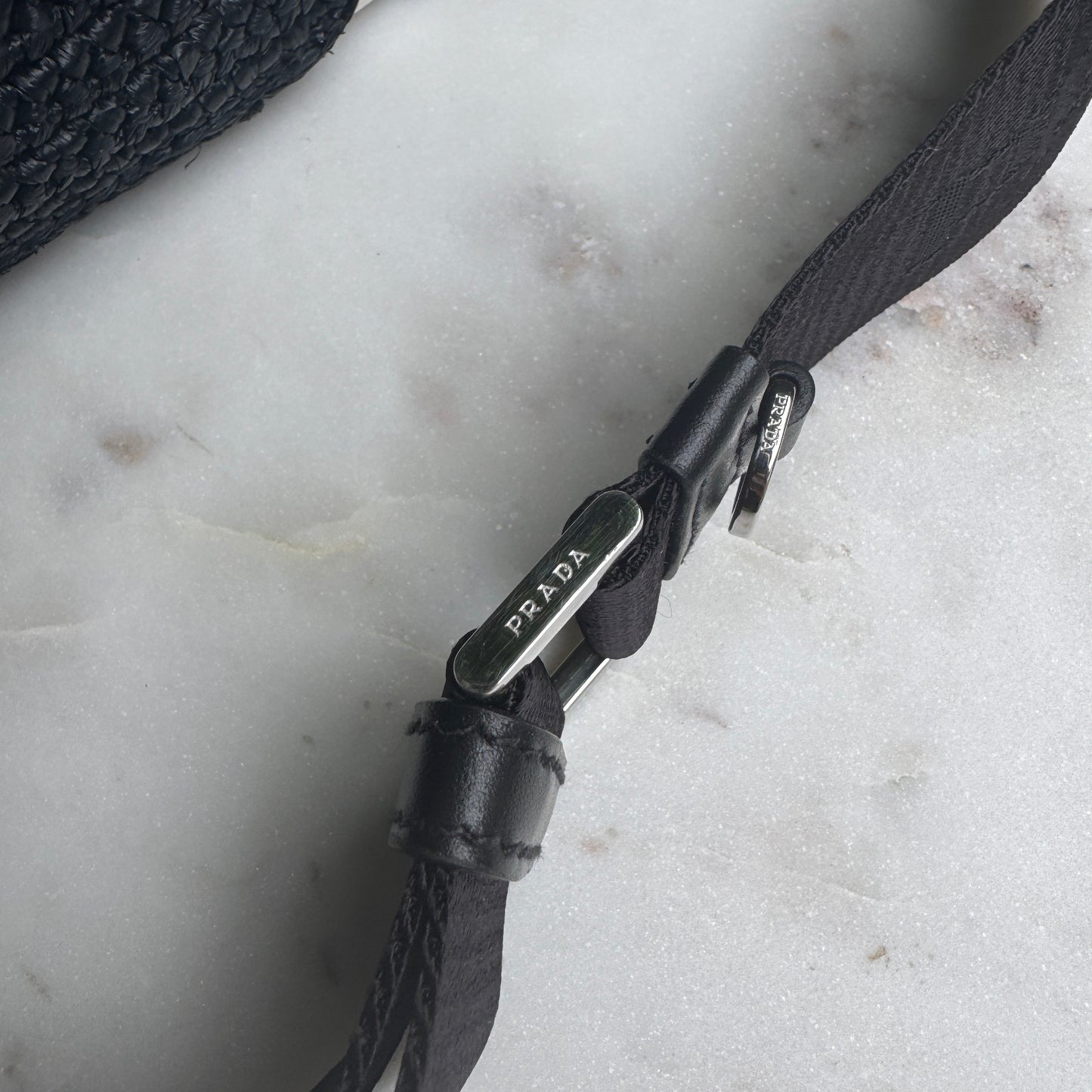 Prada Crochet Raffia Brique Crossbody