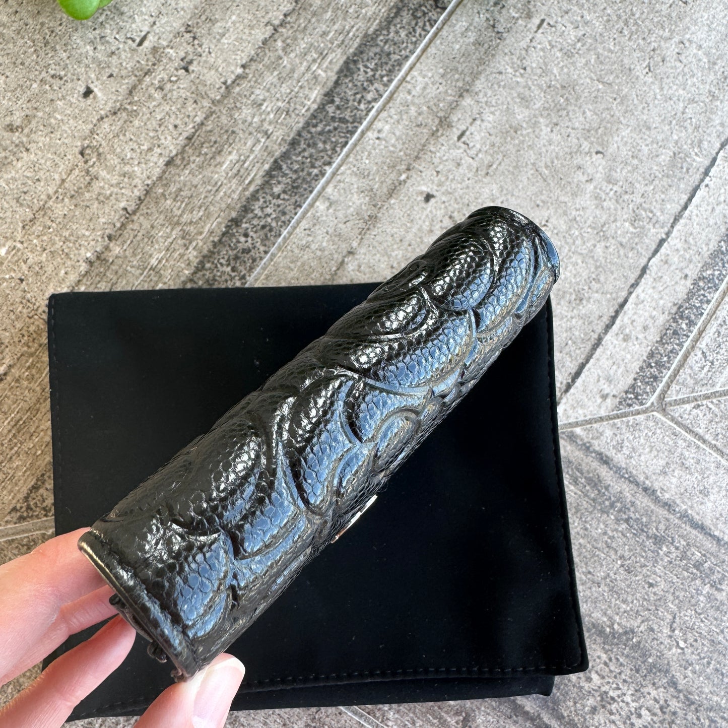 Chanel Camellia Caviar Leather Compact Wallet