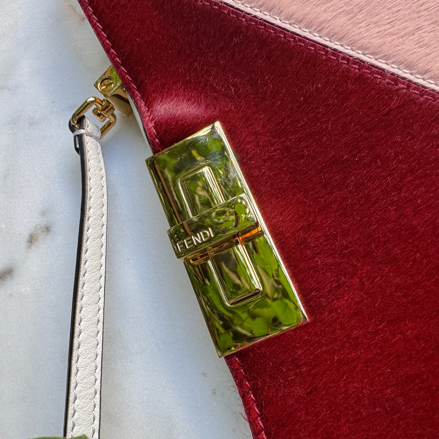 Fendi Pony Hair Leather Peekaboo Clutch Crossbody