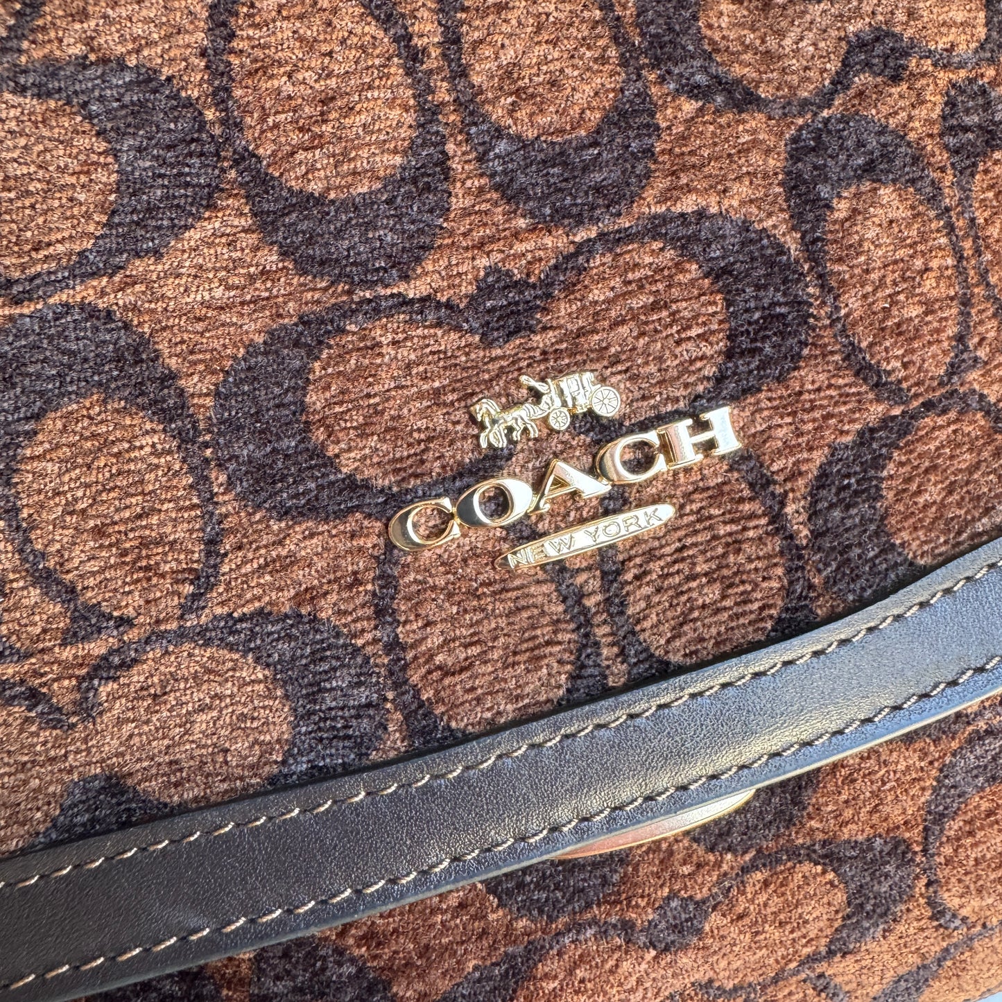 Coach Chenille Large Etta Flap Shoulder Bag