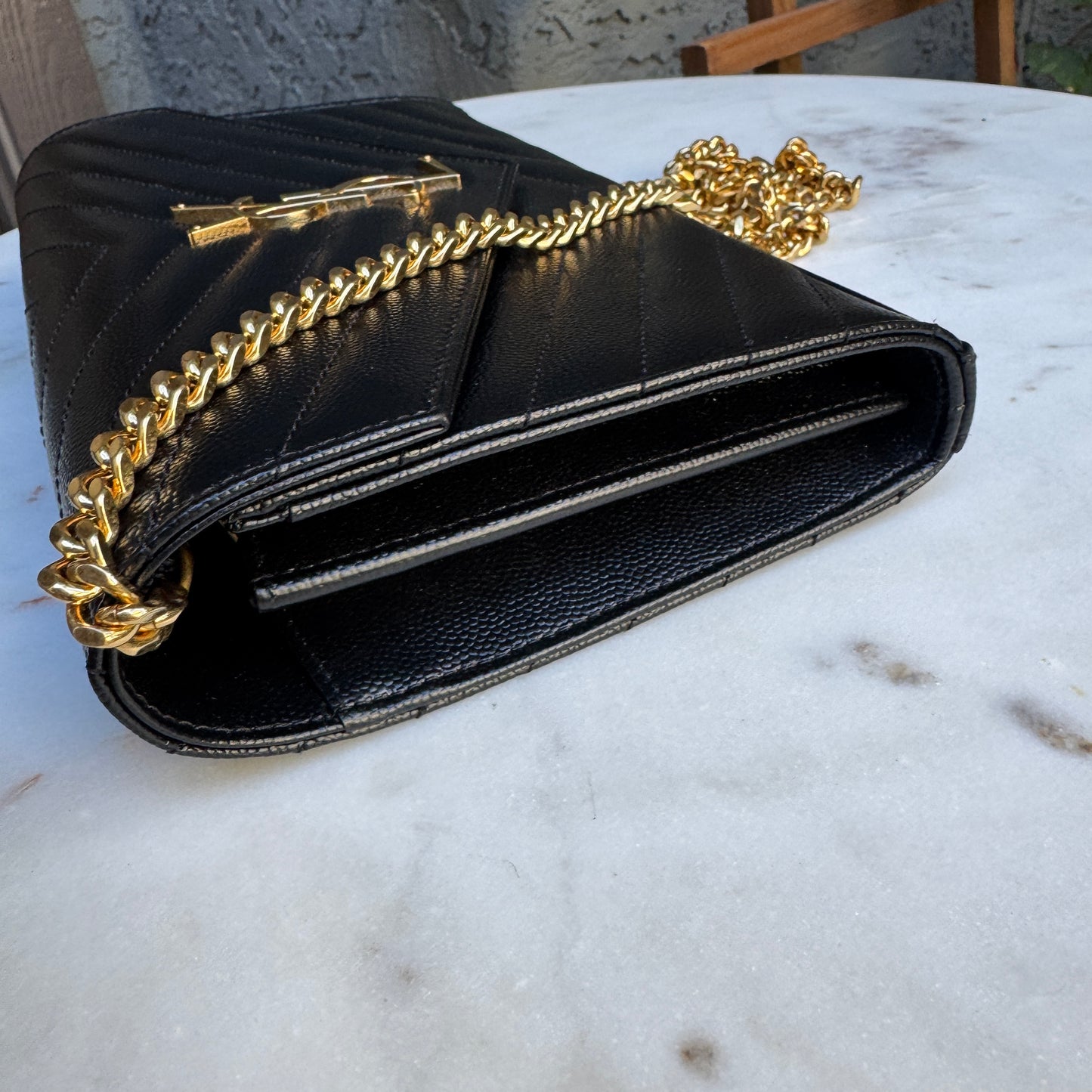 Saint Laurent Cassandre Matelassé Envelope Chain Wallet Crossbody