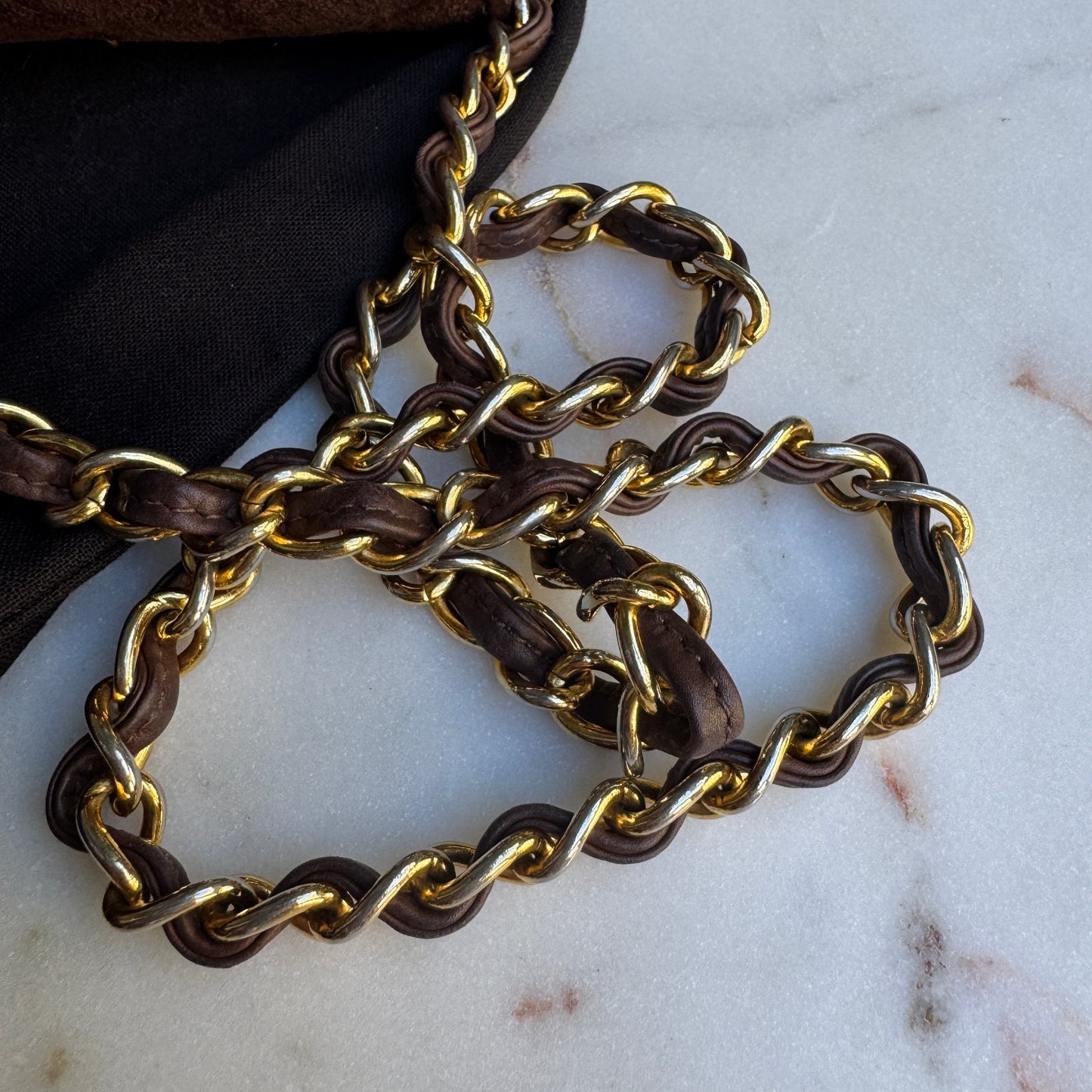 Chanel Vintage Quilted Suede Leather Charm Button Shoulder Bag