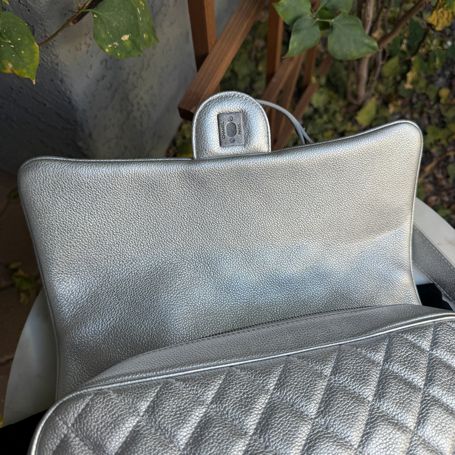 Chanel Silver Quilted Leather Airline Casual Rock Easy Flap Shoulder Bag