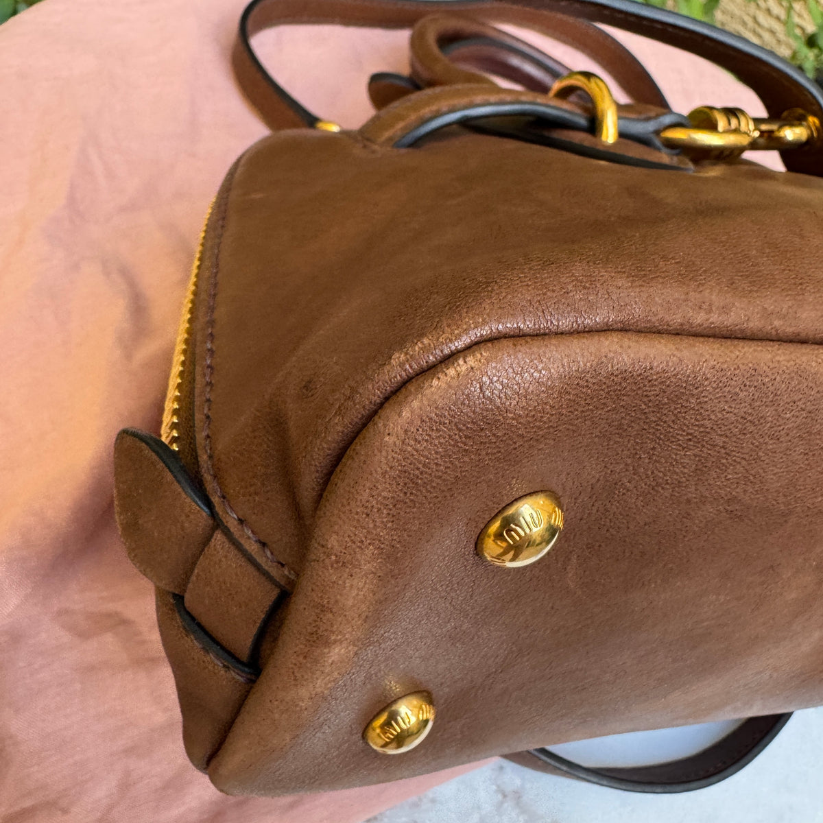 Miu Miu Adventure Nappa Leather Top Handle Bag