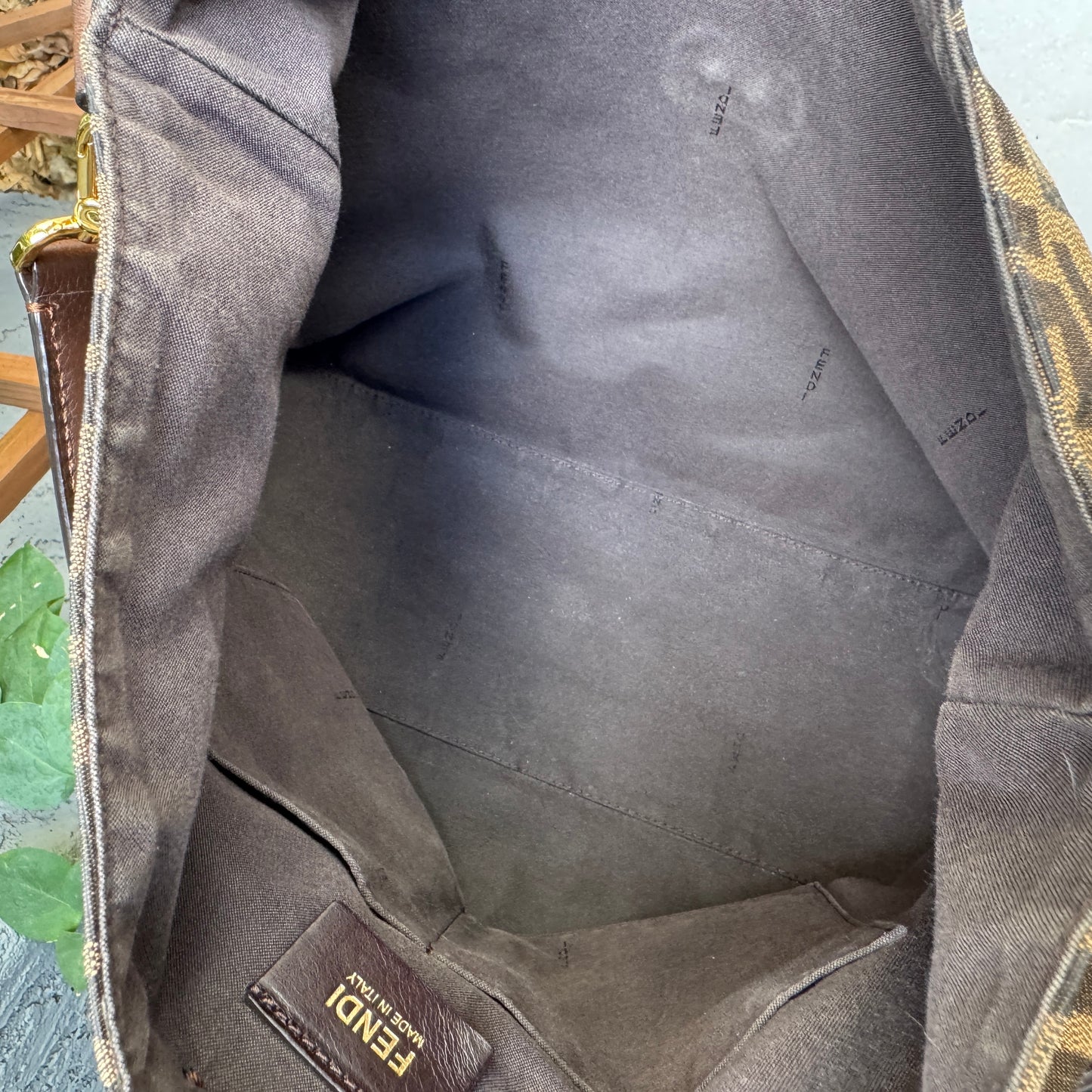 Fendi Turnlock Zucca Canvas Hobo Shoulder Bag