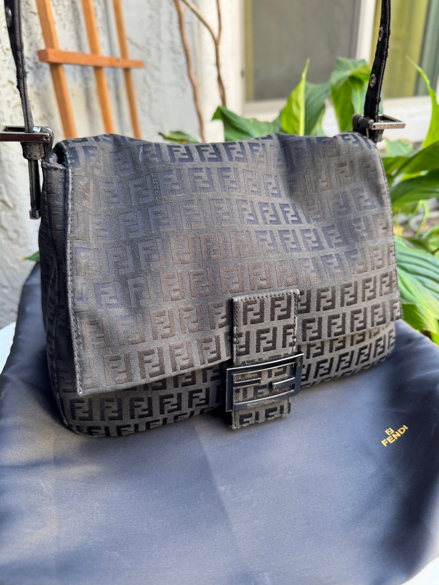 Fendi Vintage Mamma Monogram Baguette Shoulder Bag