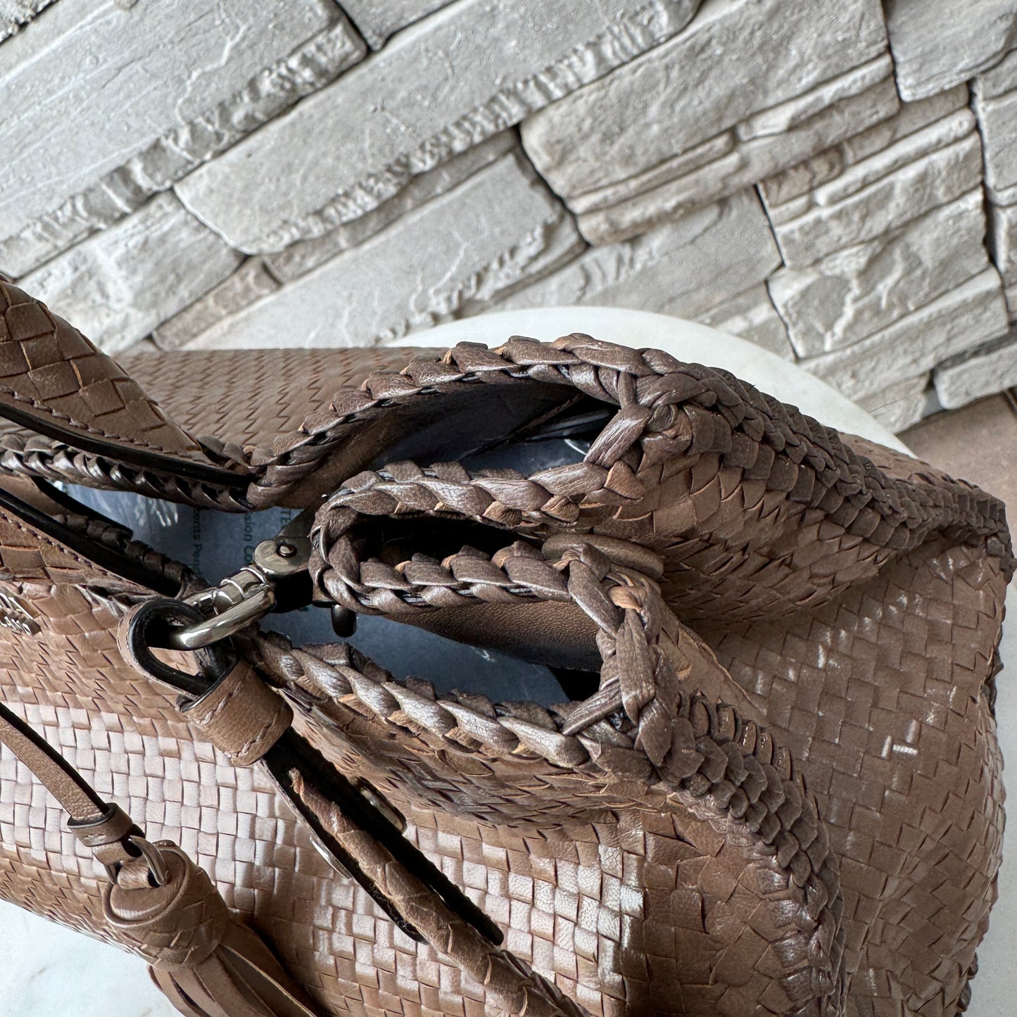 Prada Madras Woven Leather Tote