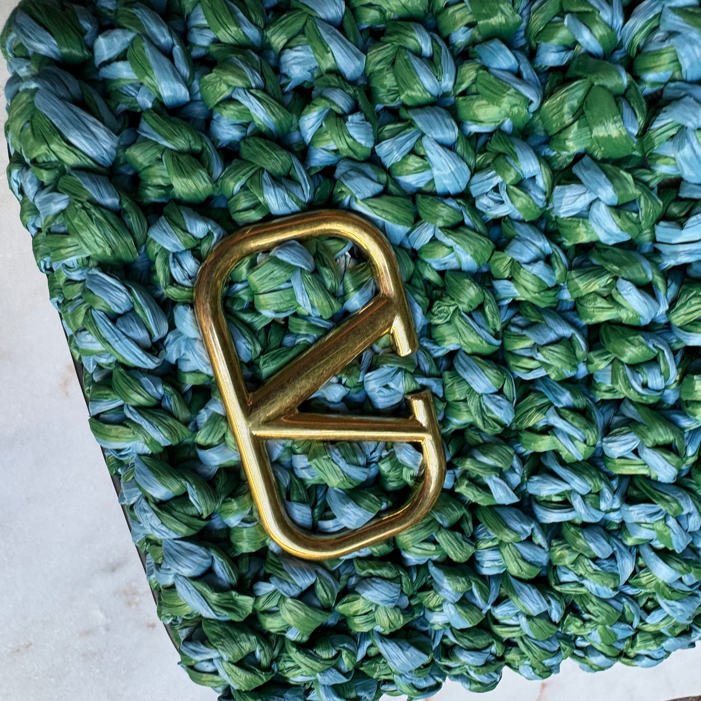 Valentino Garavani VLogo Signature Mini Raffia Bucket Bag