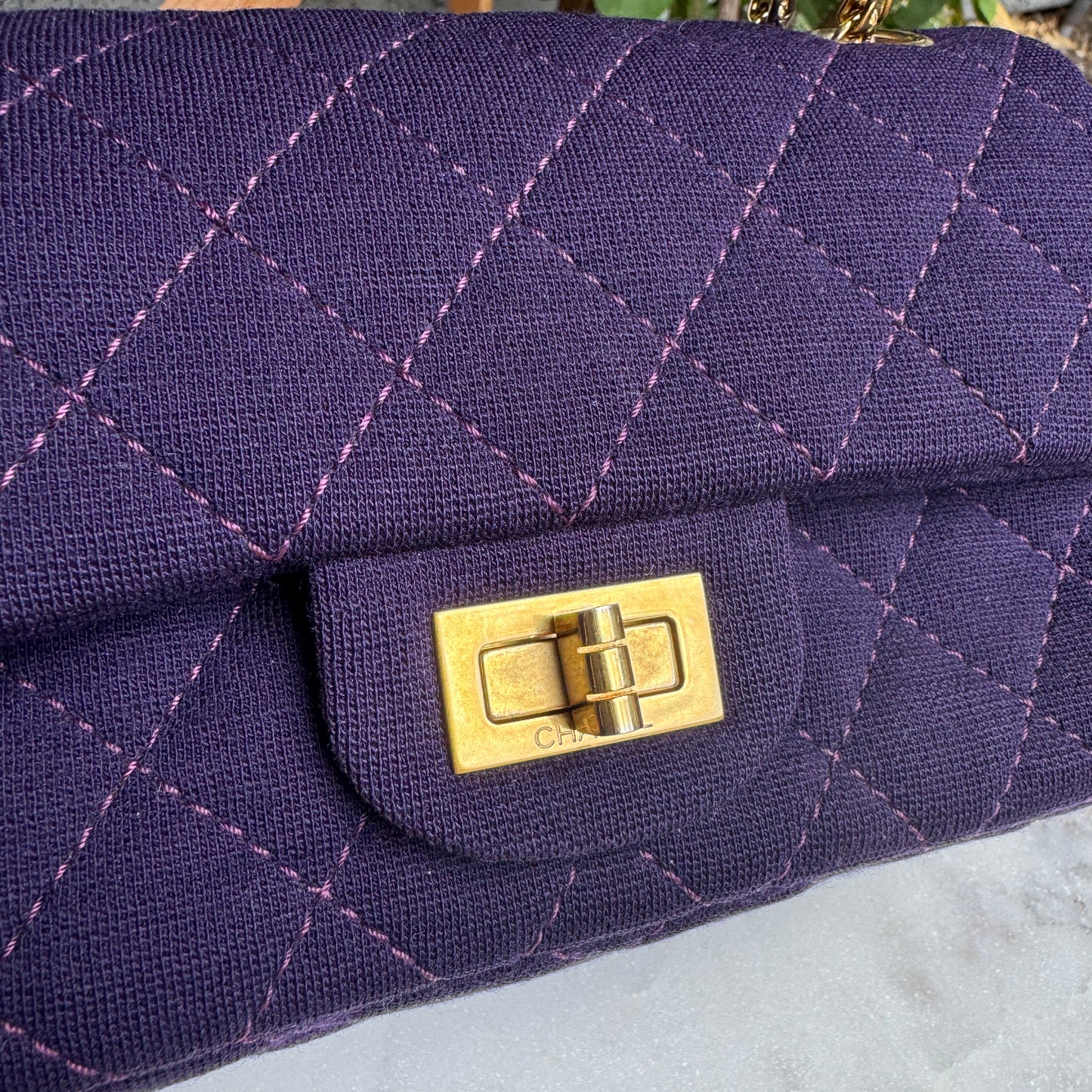 Chanel Reissue 2.55 Flap Bag Quilted Jersey 224 Double Flap Crossbody