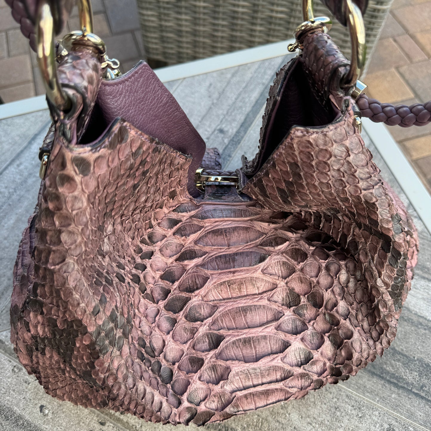 Gucci G Wave Python Hobo