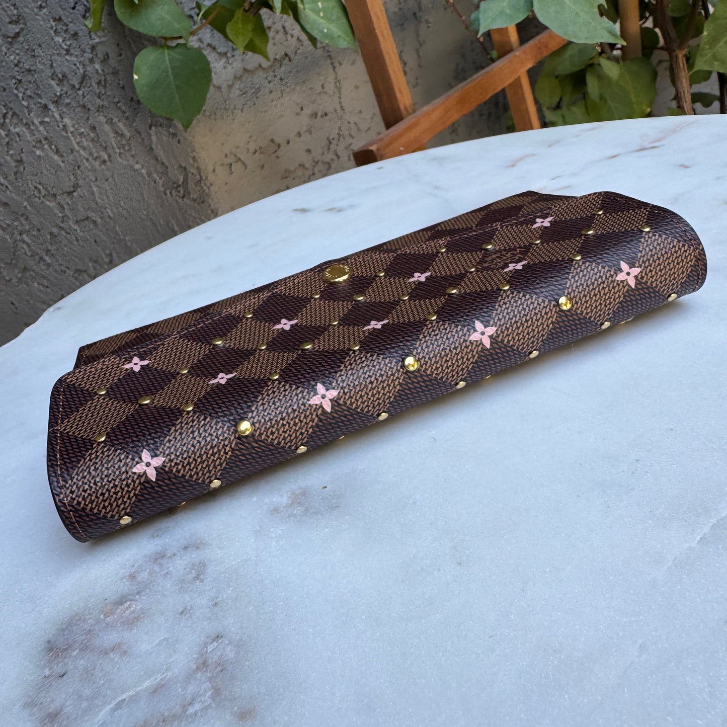 Louis Vuitton Limited Edition Studded Damier Ebene Sarah Wallet