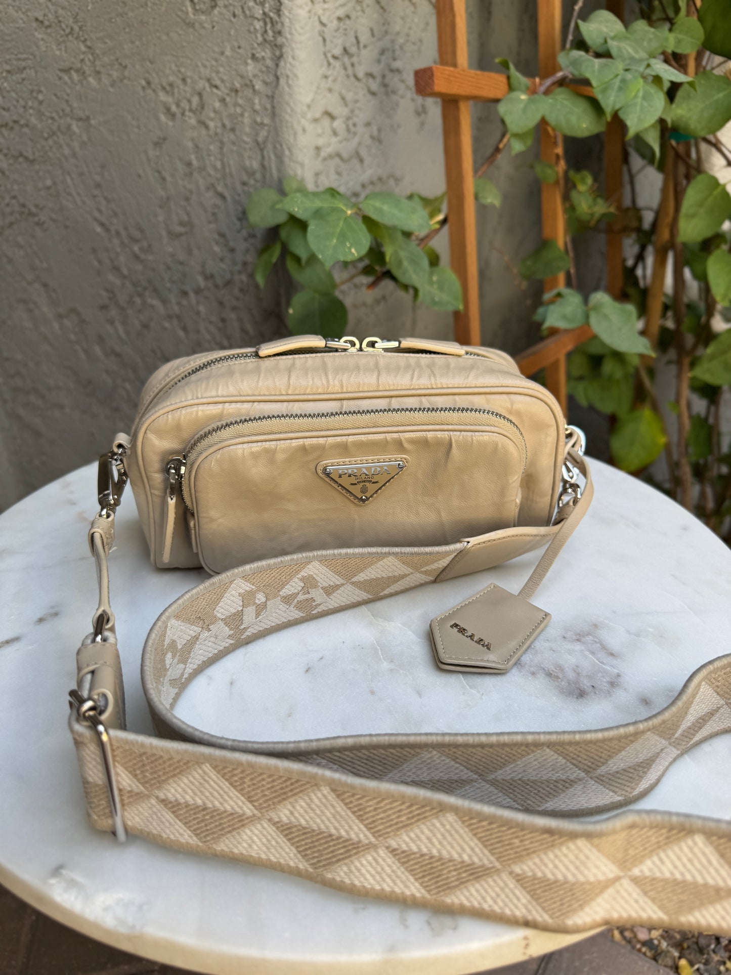 Prada Nappa Antique Leather Multi Pocket Crossbody