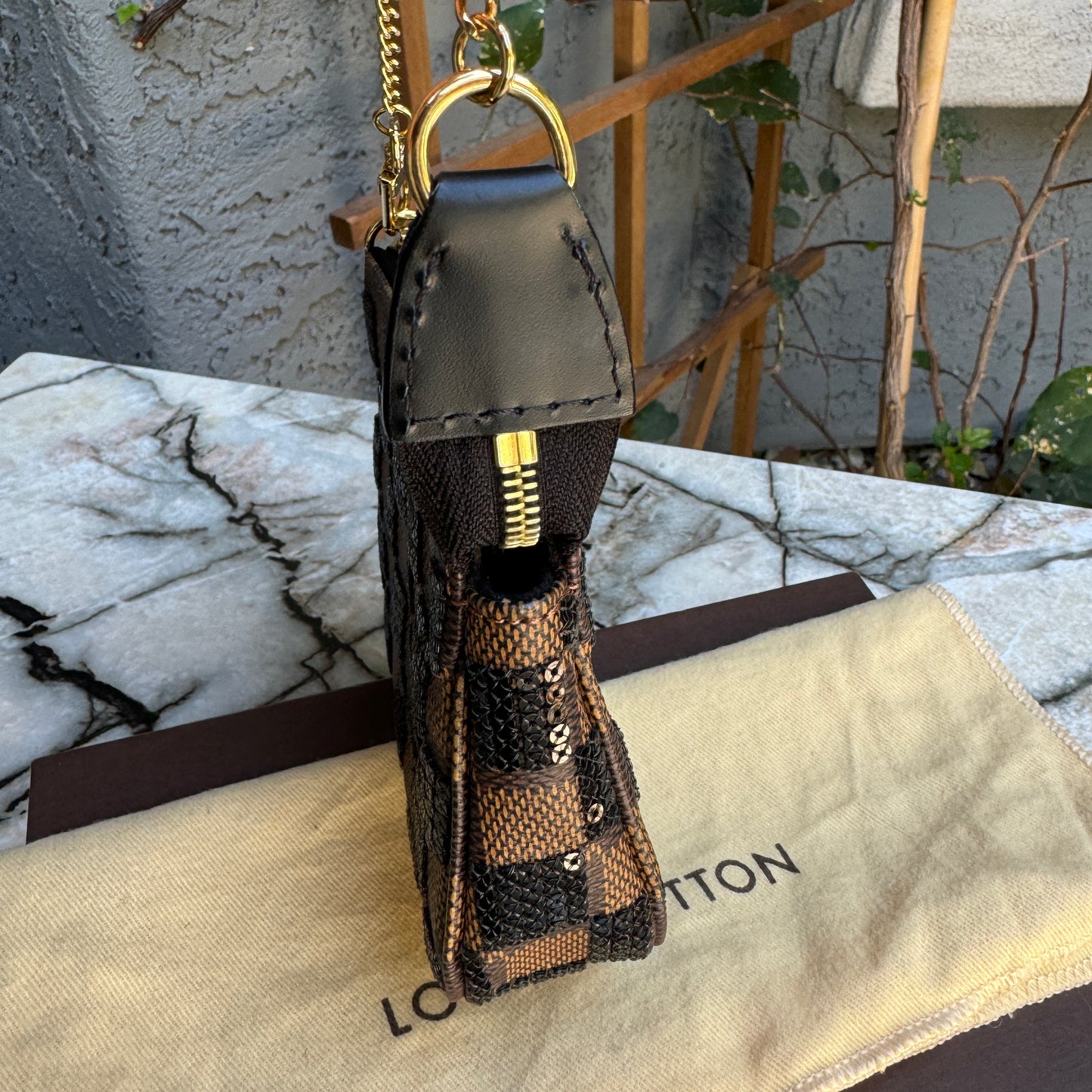 Louis Vuitton Damier Ebene Paillettes Mini Pochette Accessoires