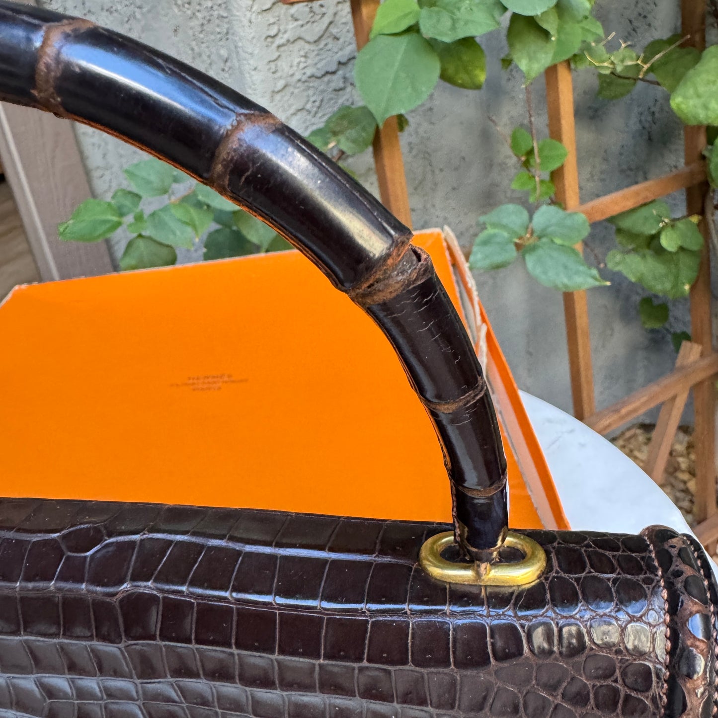 Hermès Vintage Shiny Crocodile Sac Chaine d'Ancre Top Handle Accordion Bag