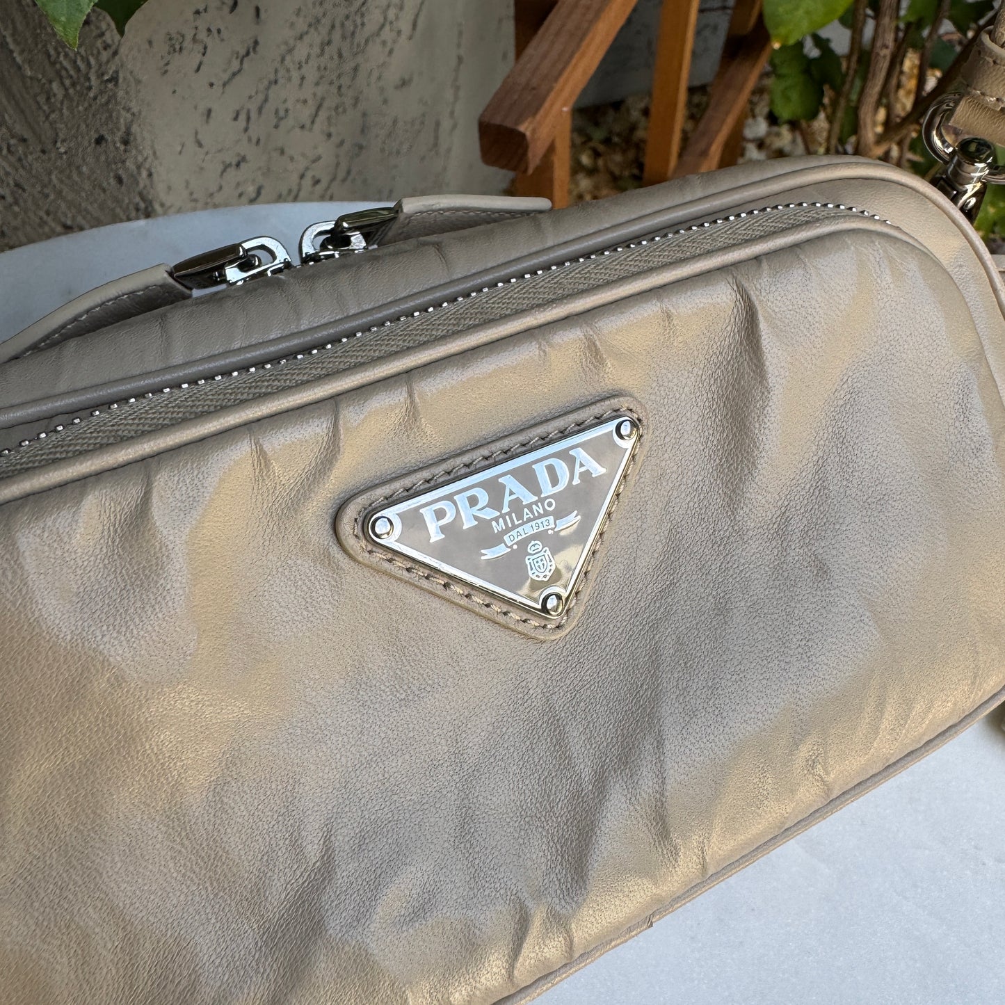 Prada Nappa Antique Leather Multi Pocket Crossbody