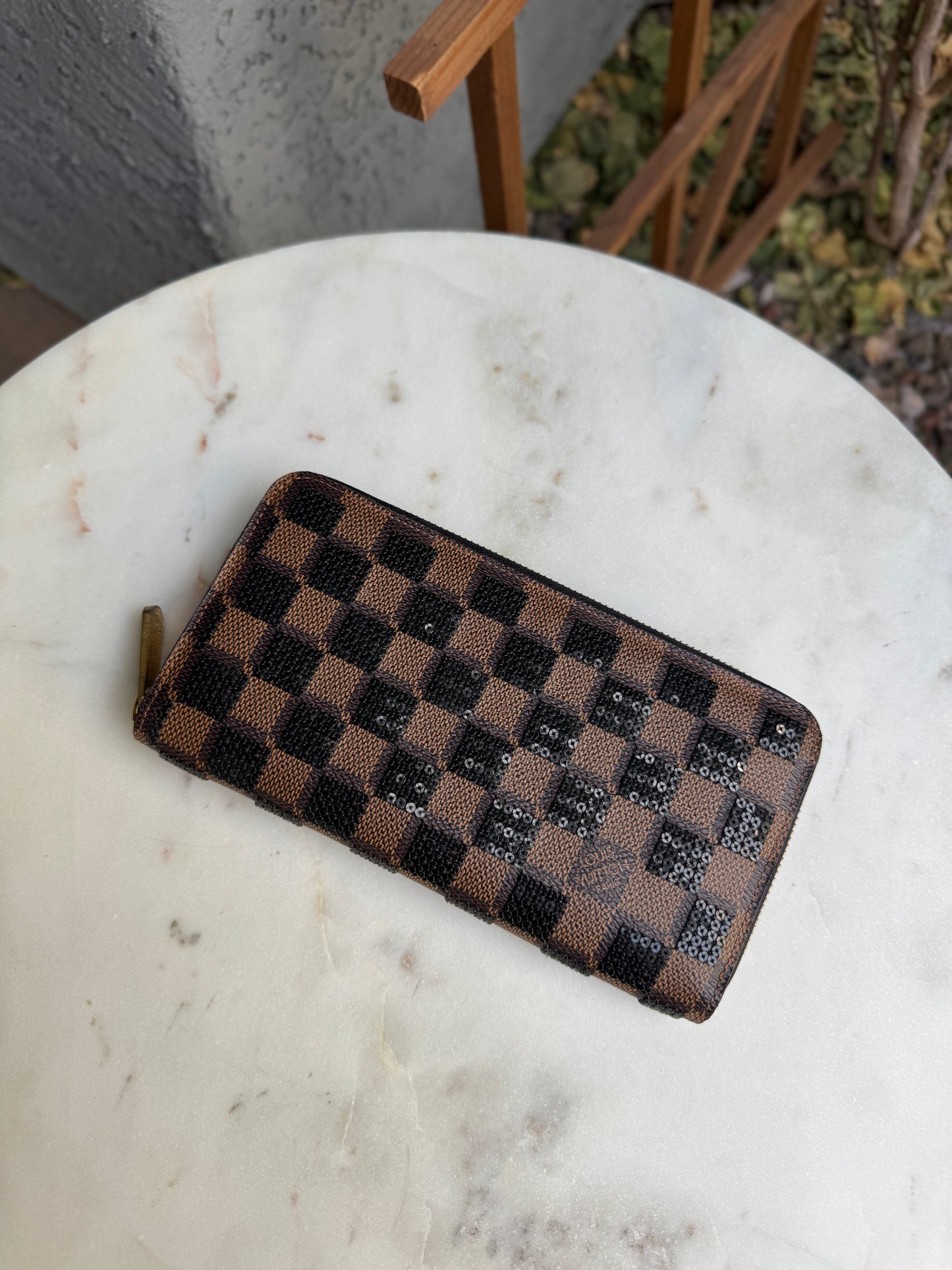 Louis Vuitton Damier Ebene Paillettes Zippy Wallet