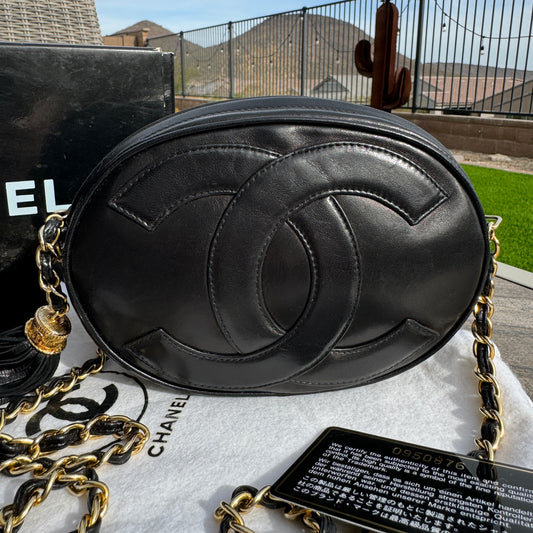 Chanel Vintage CC Tassel Round Lambskin Camera Bag