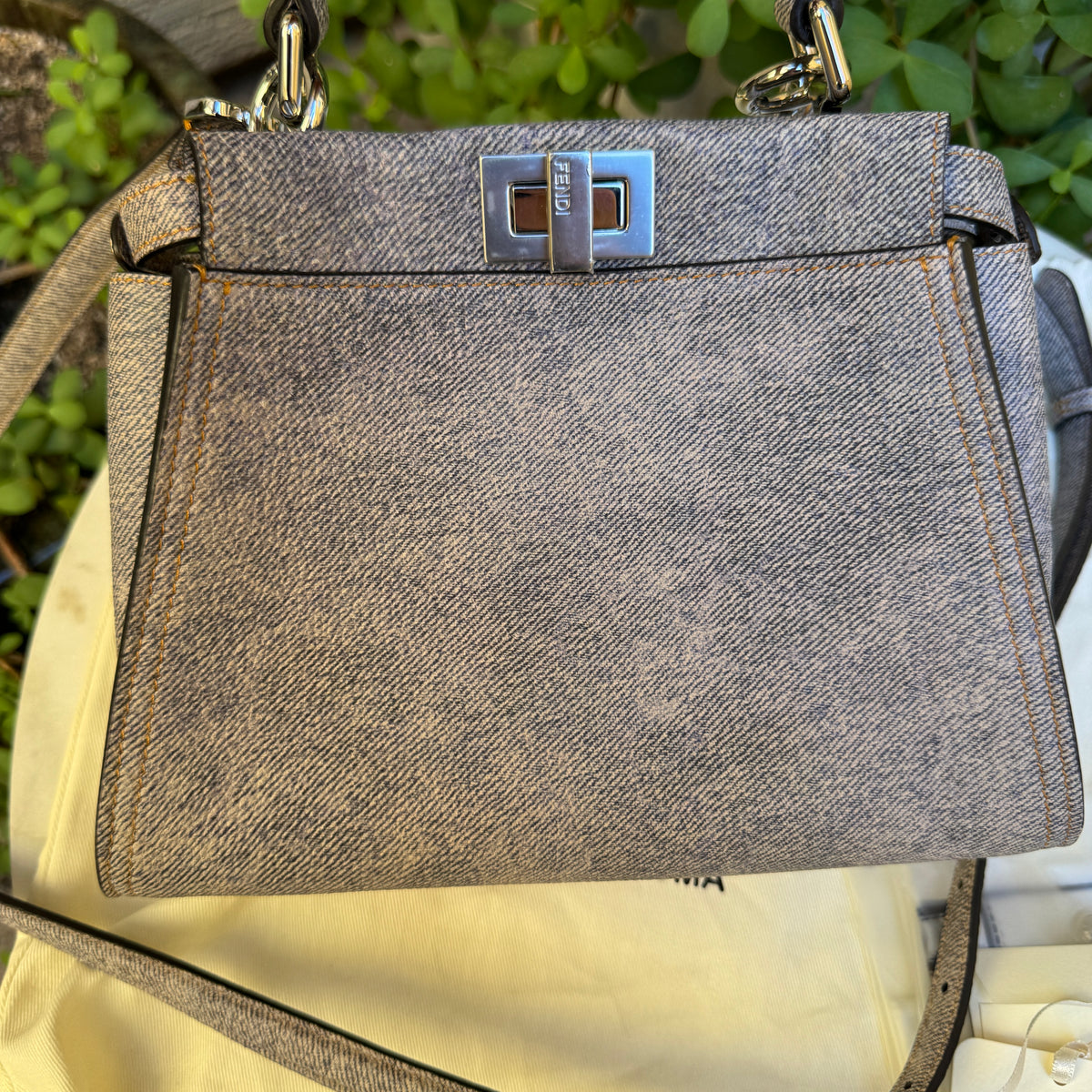 Fendi Denim Effect Leather Mini Peekaboo