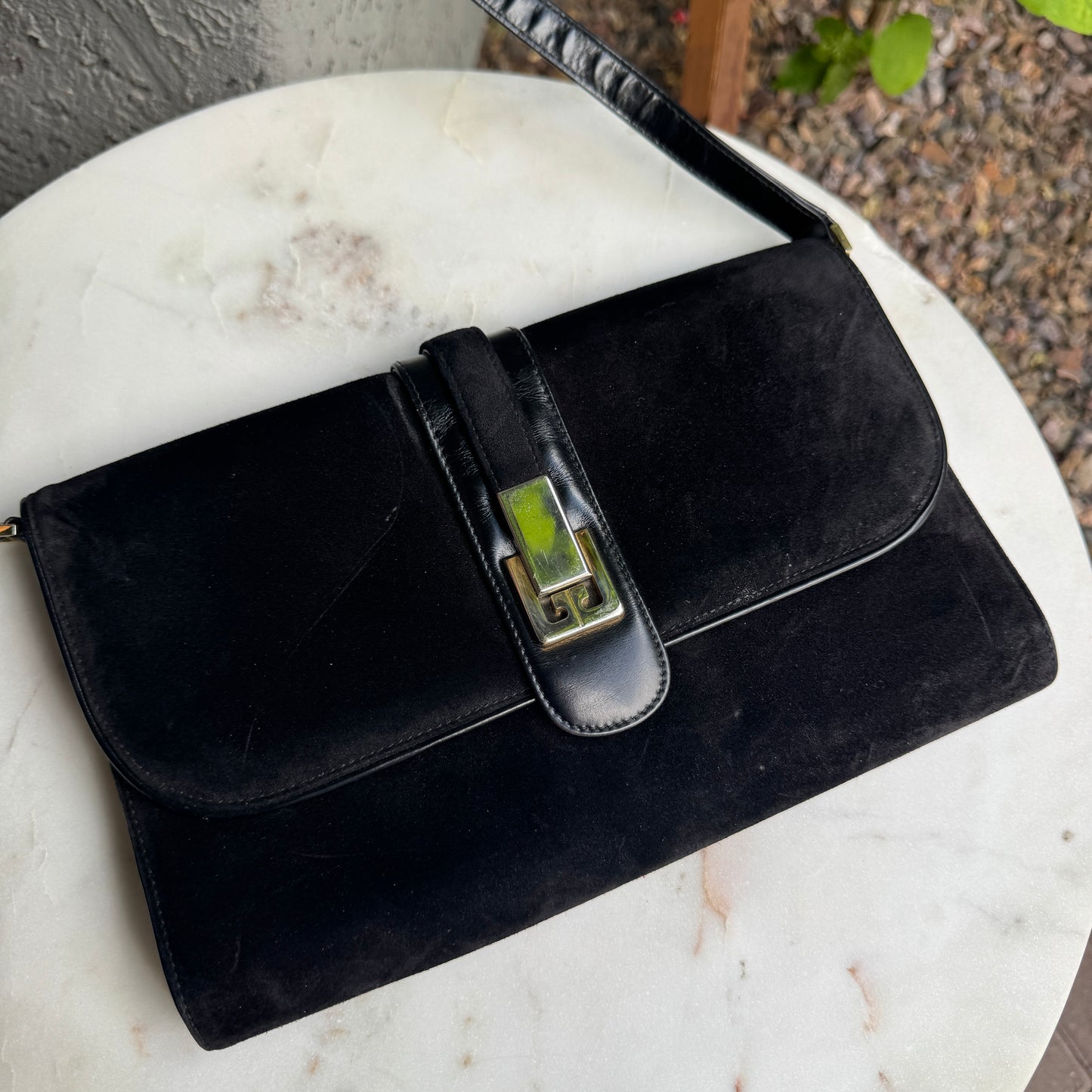 Gucci Vintage Suede Leather Flap Shoulder Bag