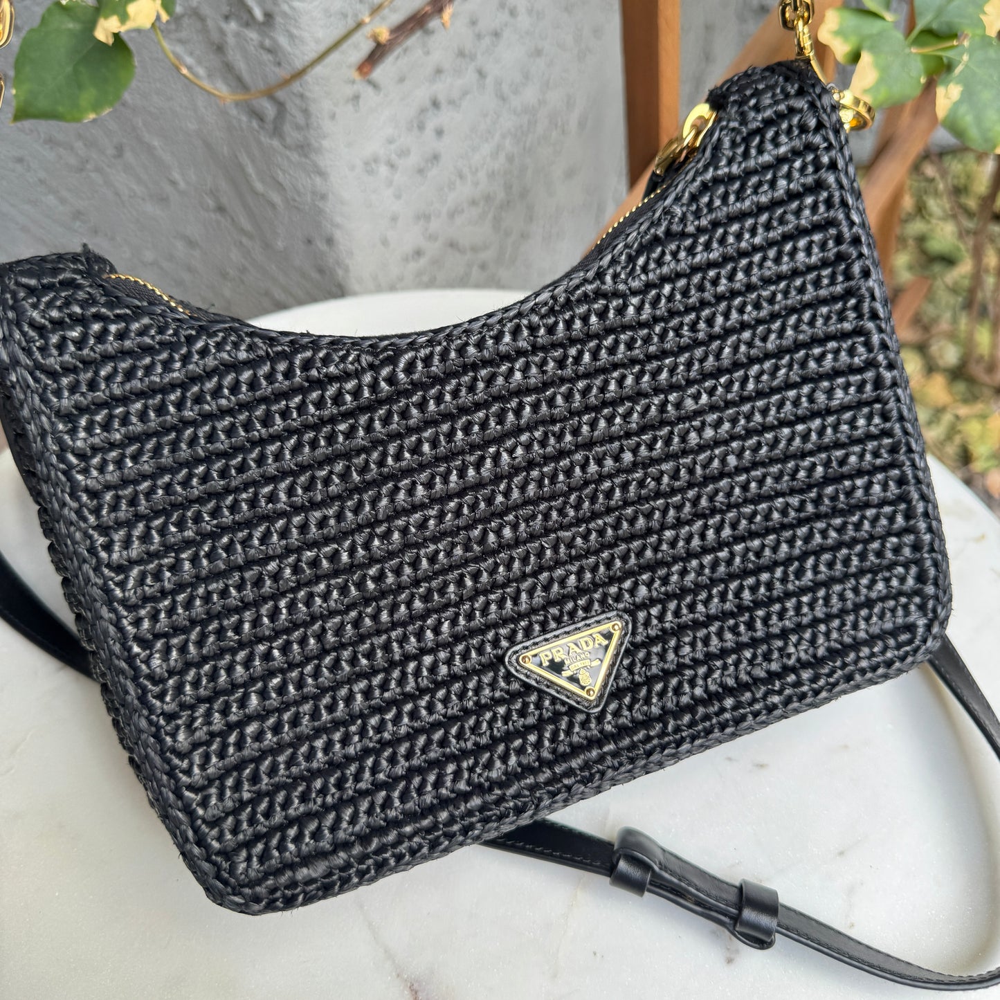 Prada Re-Edition Mini Crochet Raffia Crossbody Bag