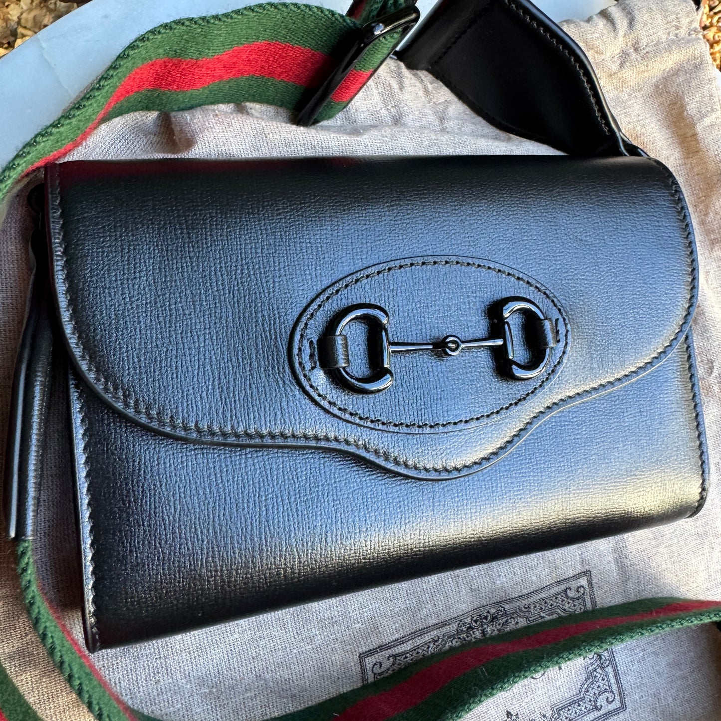 Gucci Azalea Calfskin Web Monochrome Horsebit 1955 Crossbody