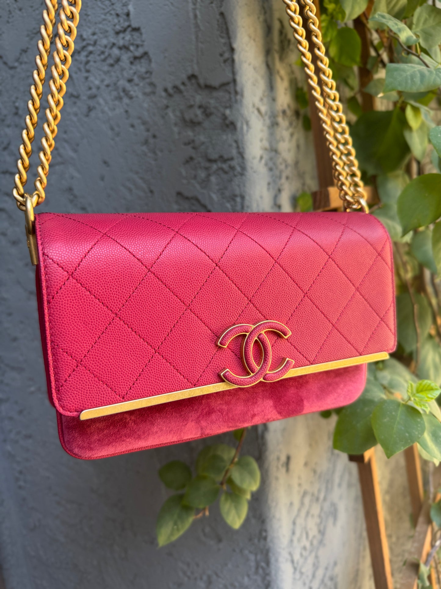 Chanel Lady Coco Caviar & Suede Leather WOC Crossbody