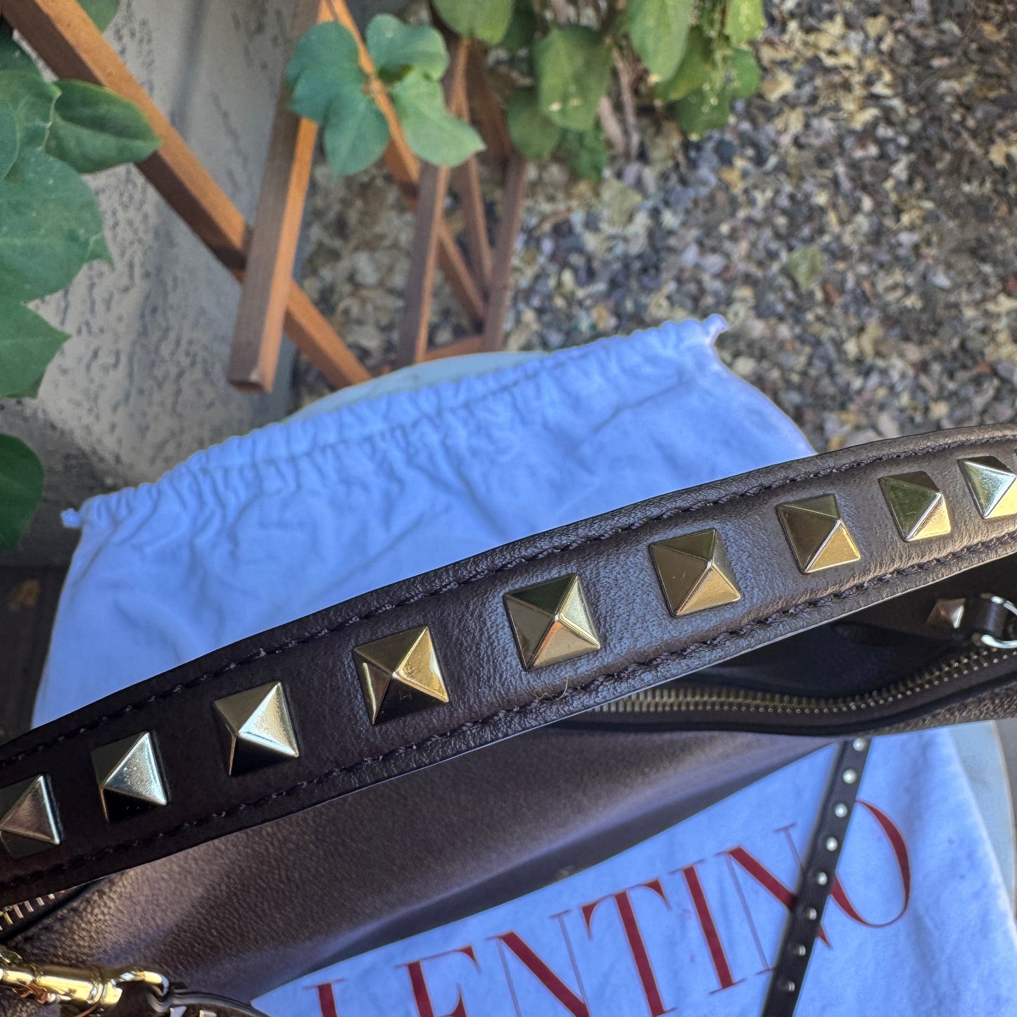 Valentino Garavani Rockstud Leather Hobo Bag