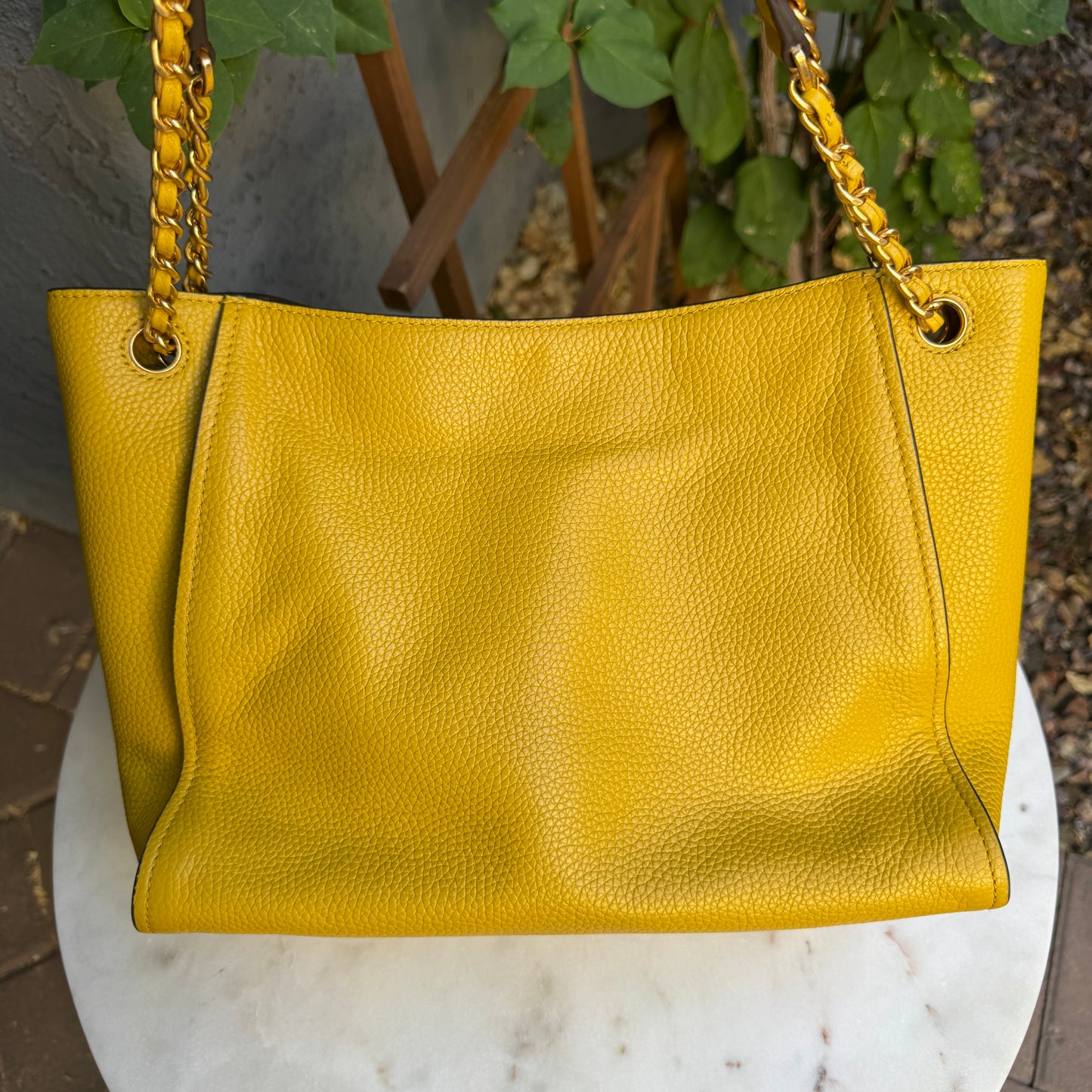 Tory Burch Britten Slouchy Chain Pebbled Leather Shoulder Bag