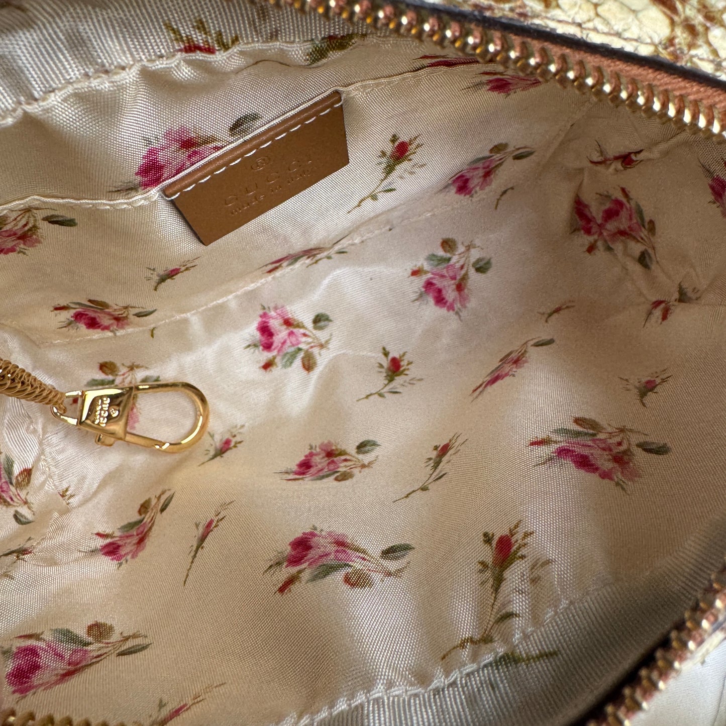 Gucci Ophidia Snakeskin Raffia Mini Crossbody