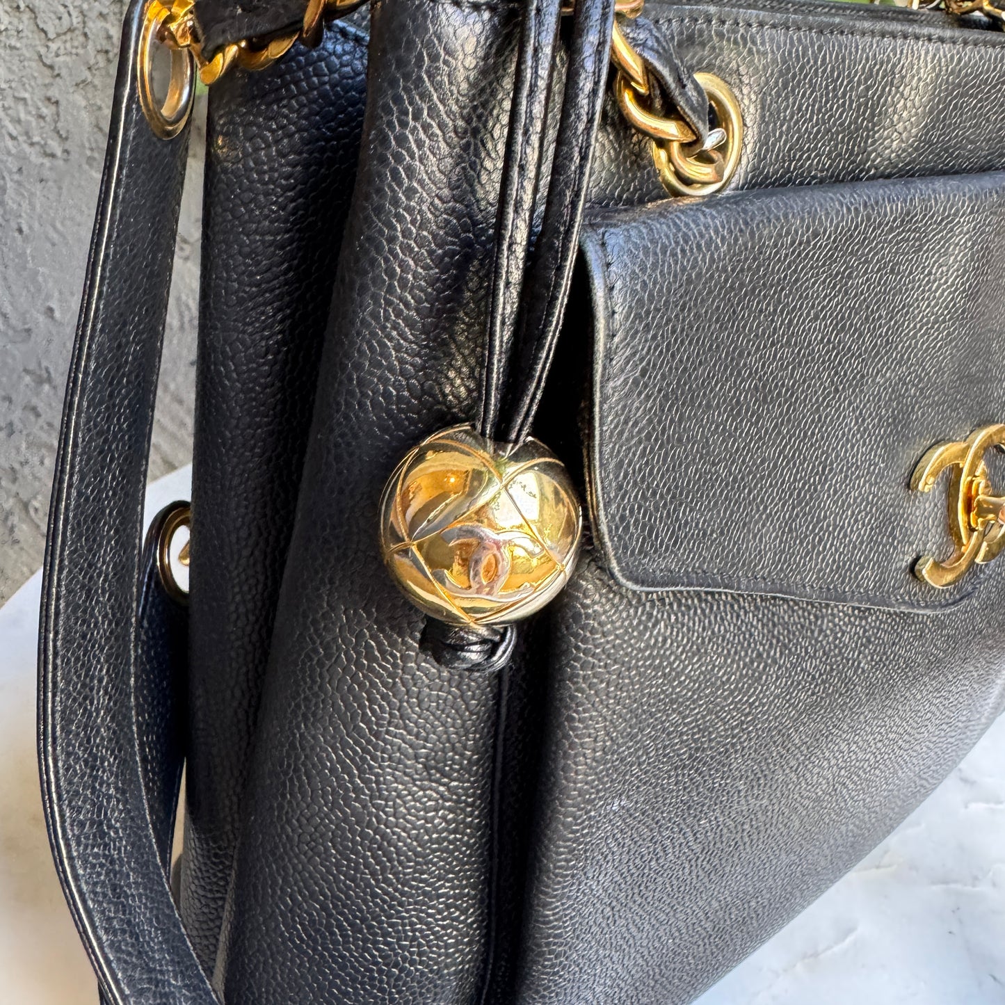 Chanel Caviar Leather Vintage CC Pocket Shoulder Bag